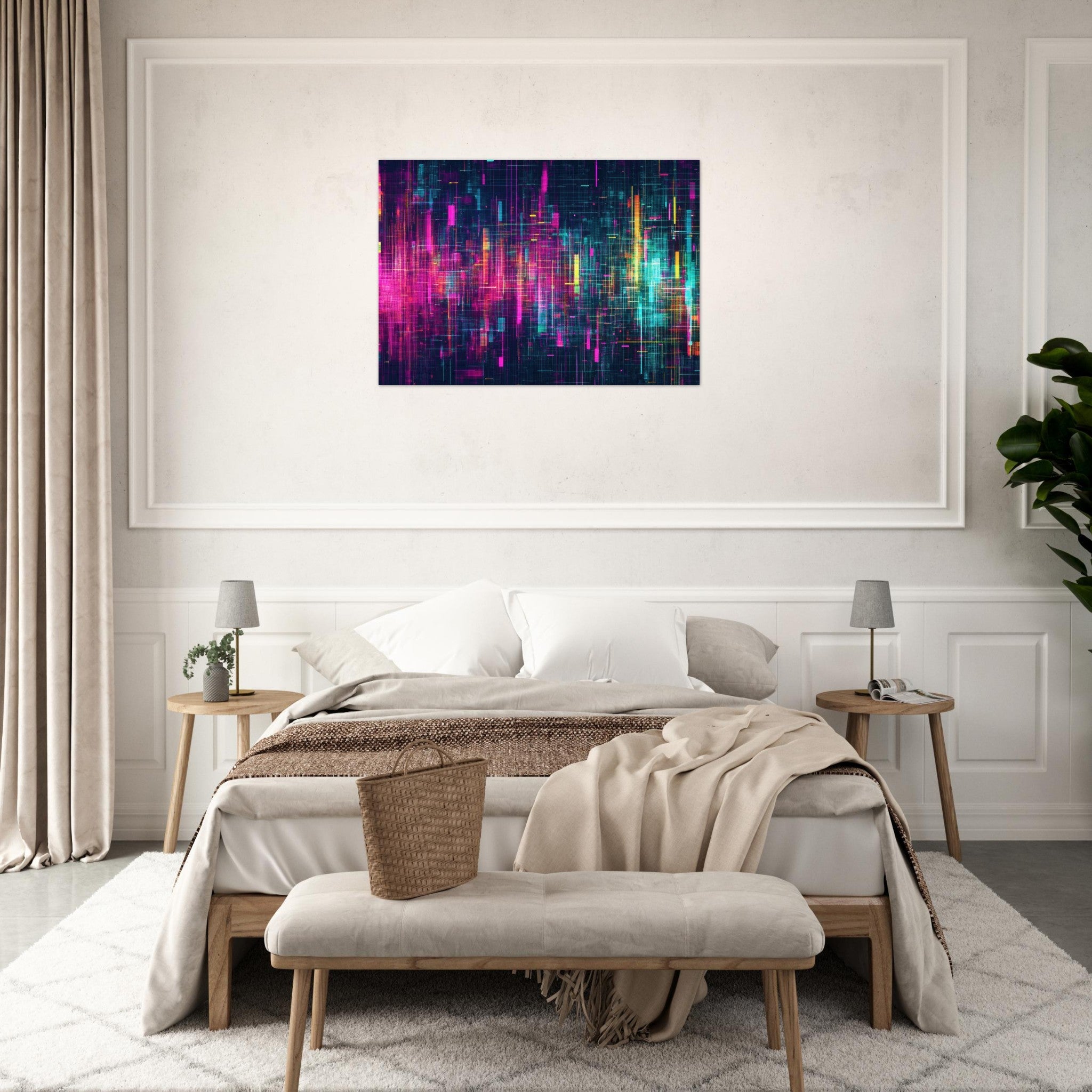 Aluminum Print Landscape - Digital Pulse A chaotic burst of pitch - inspired - Shop Ai Art WebShop - Digital Art online Store