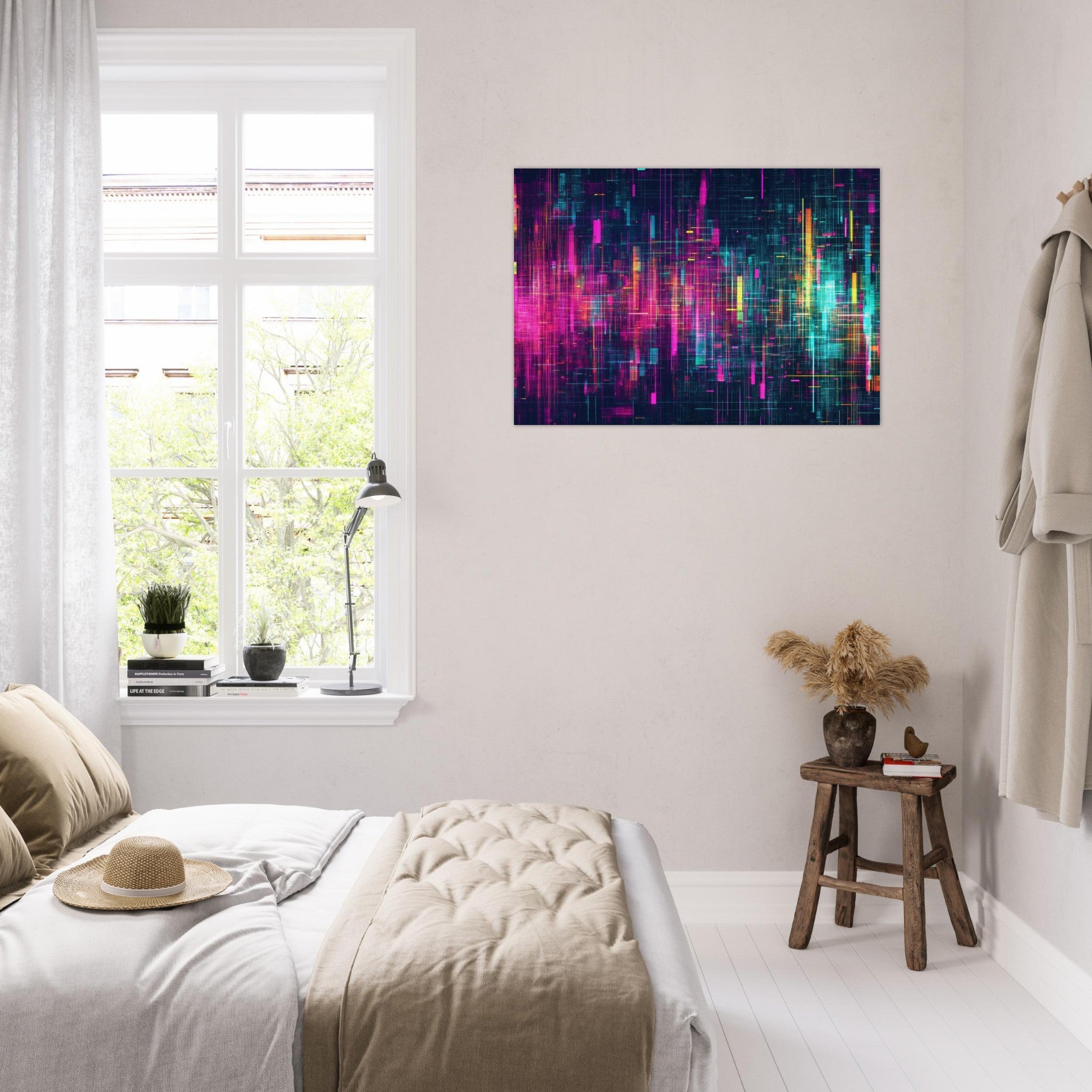 Aluminum Print Landscape - Digital Pulse A chaotic burst of pitch - inspired - Shop Ai Art WebShop - Digital Art online Store