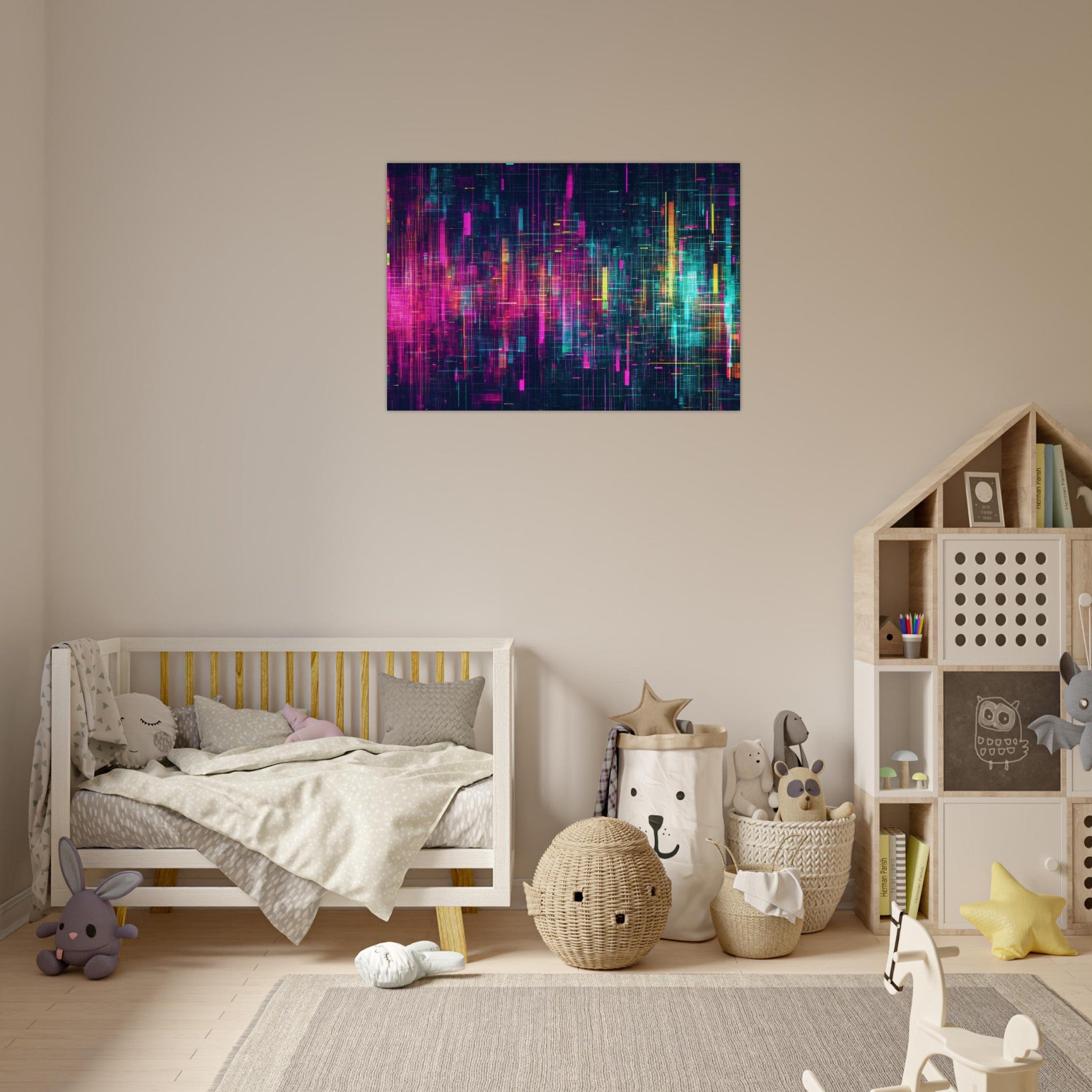 Aluminum Print Landscape - Digital Pulse A chaotic burst of pitch - inspired - Shop Ai Art WebShop - Digital Art online Store