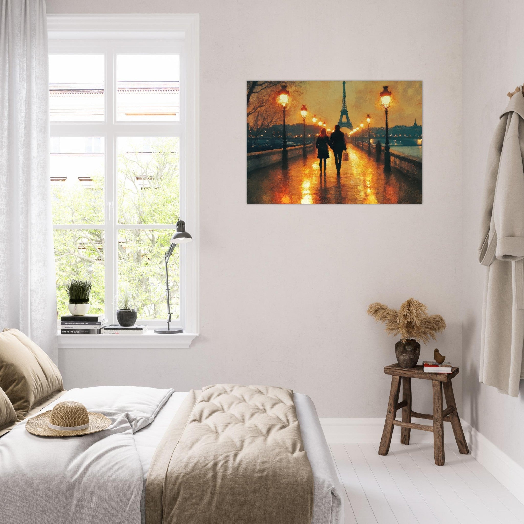 Aluminum Print Landscape - Evening Stroll Along the Seine A romantic river 4 - Shop Ai Art WebShop - Digital Art online Store