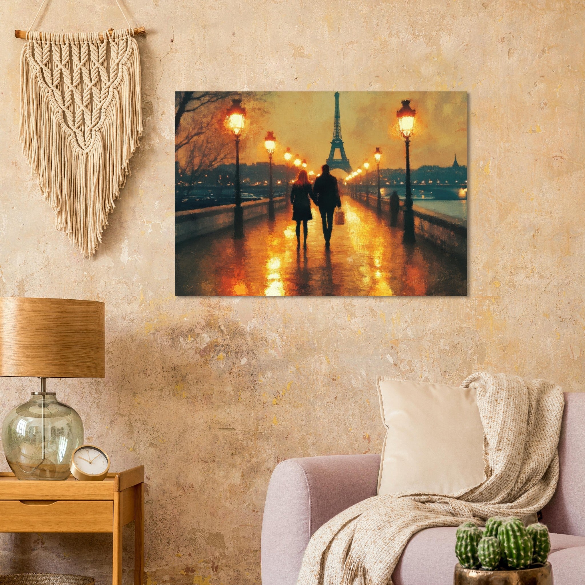 Aluminum Print Landscape - Evening Stroll Along the Seine A romantic river 4 - Shop Ai Art WebShop - Digital Art online Store