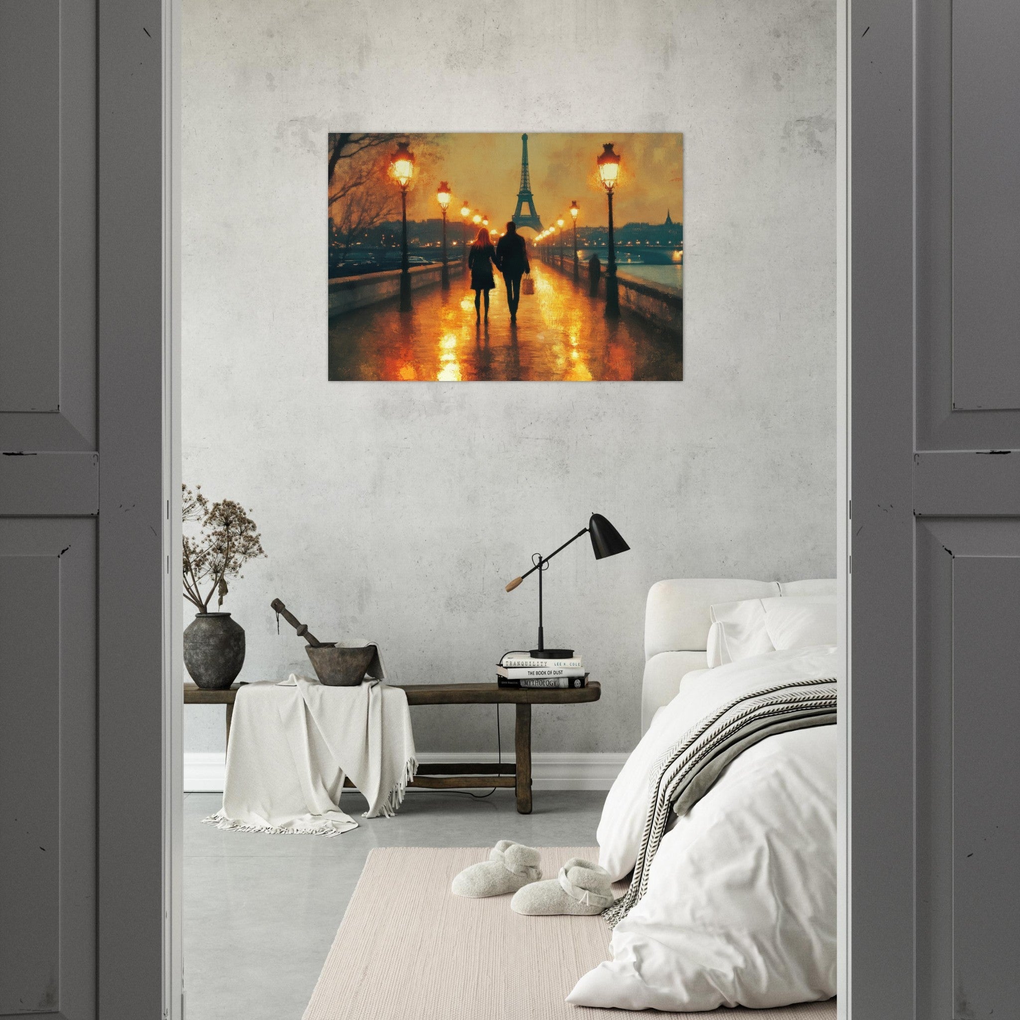 Aluminum Print Landscape - Evening Stroll Along the Seine A romantic river 4 - Shop Ai Art WebShop - Digital Art online Store