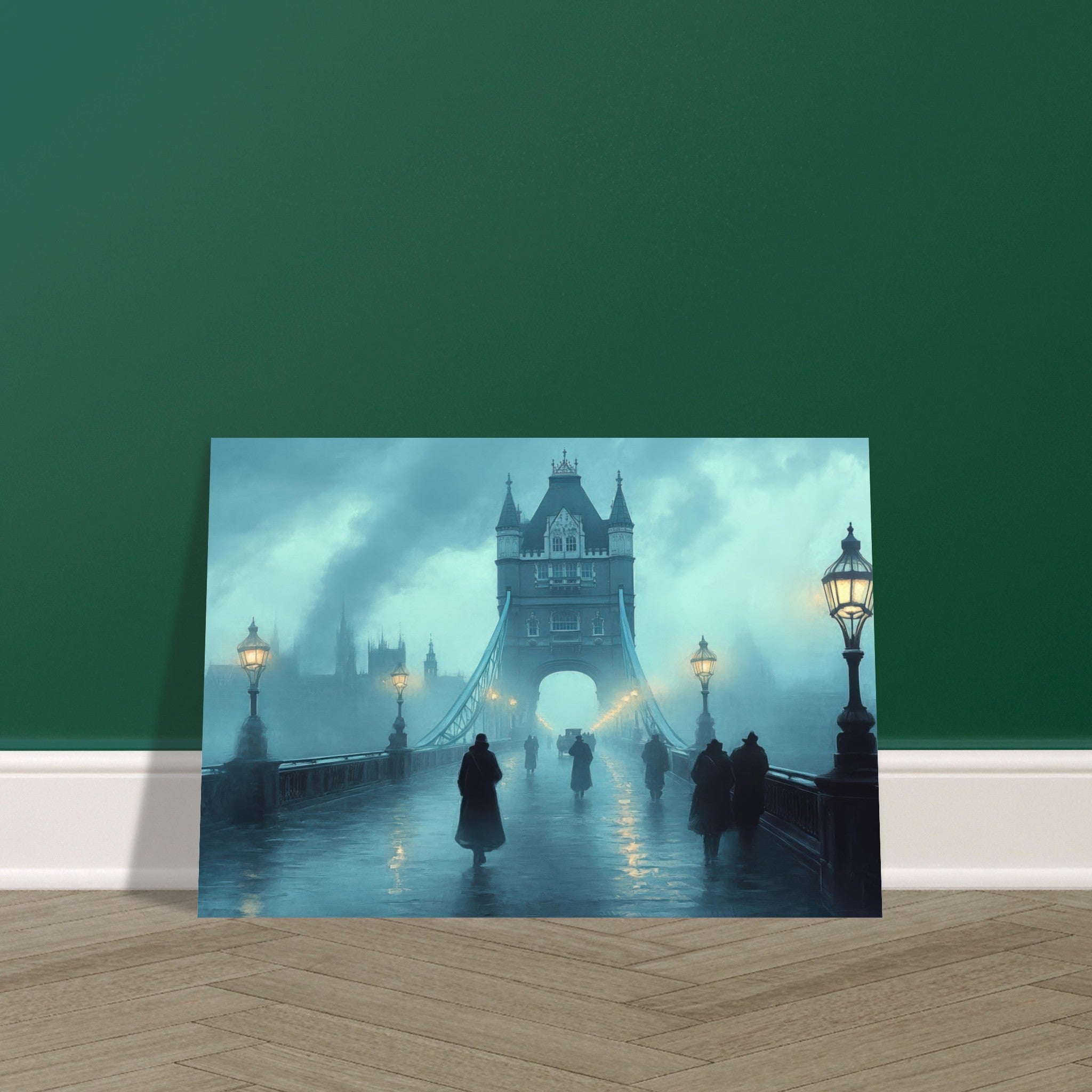Aluminum Print Landscape - Foggy London Bridge at Dawn A misty morning vie 2 - Shop Ai Art WebShop - Digital Art online Store