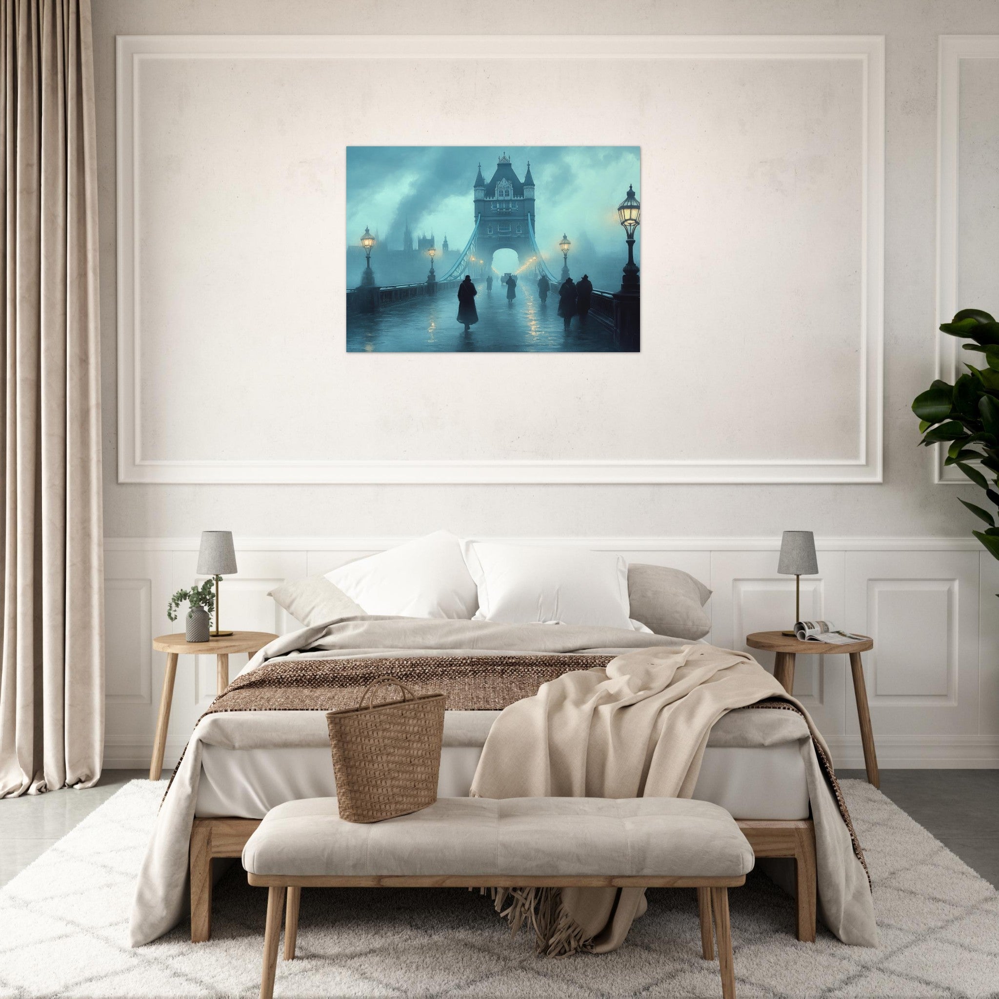 Aluminum Print Landscape - Foggy London Bridge at Dawn A misty morning vie 2 - Shop Ai Art WebShop - Digital Art online Store