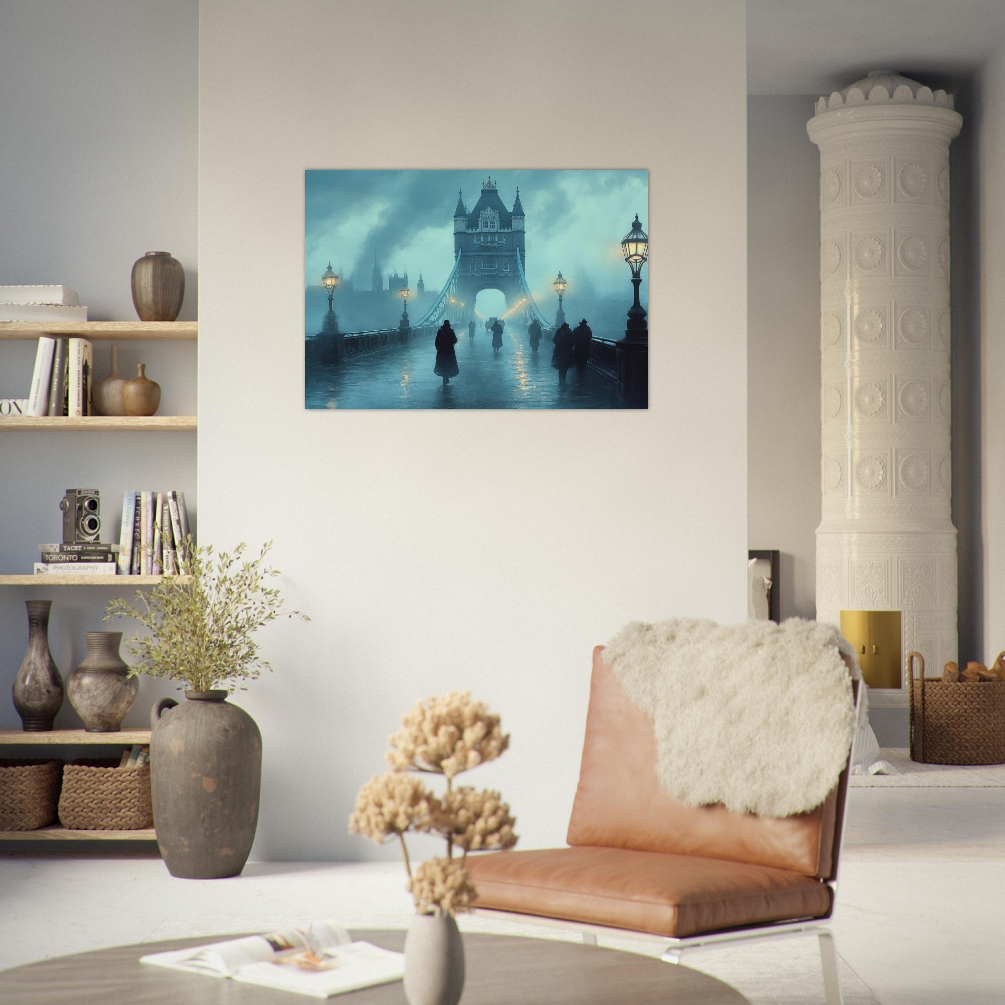 Aluminum Print Landscape - Foggy London Bridge at Dawn A misty morning vie 2 - Shop Ai Art WebShop - Digital Art online Store
