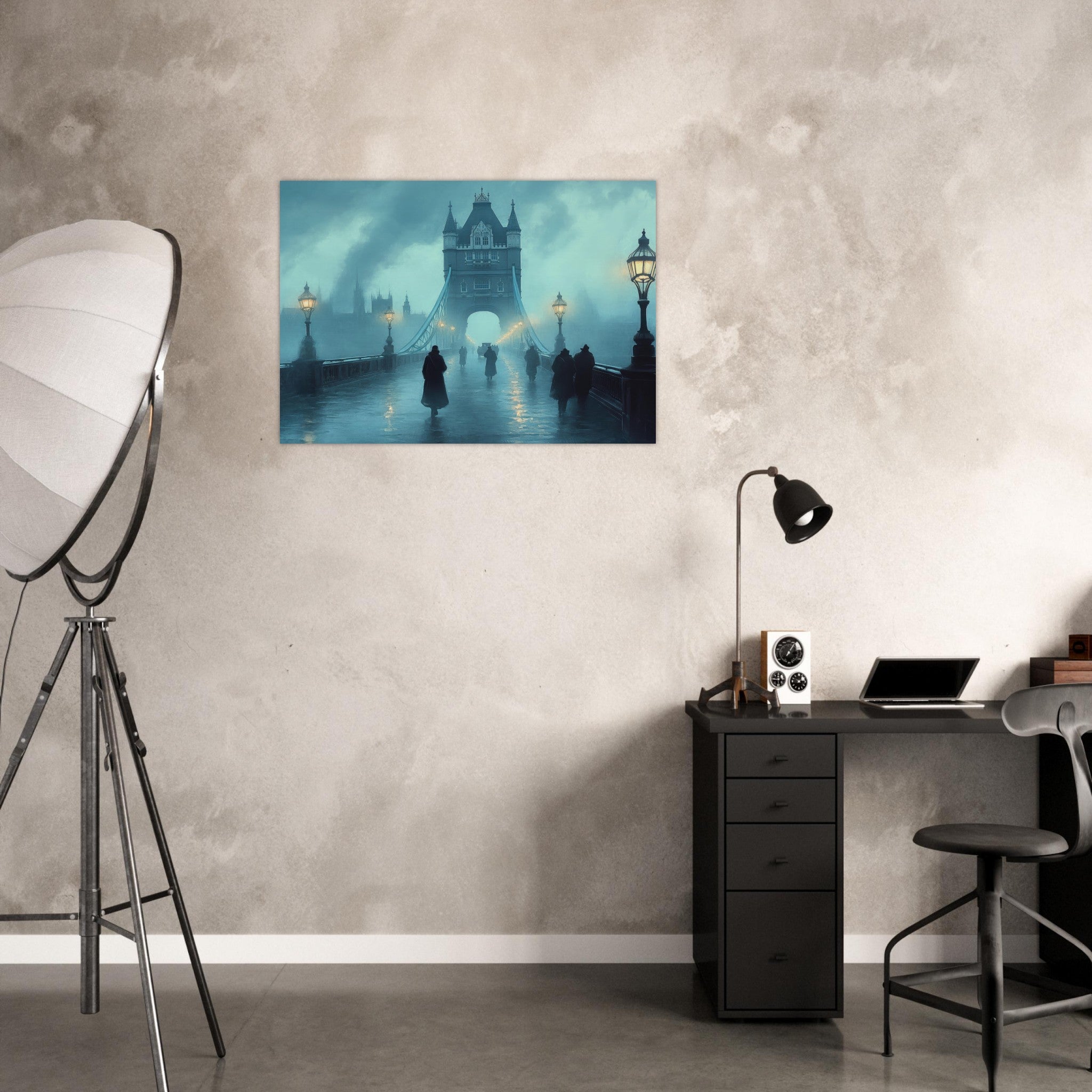 Aluminum Print Landscape - Foggy London Bridge at Dawn A misty morning vie 2 - Shop Ai Art WebShop - Digital Art online Store
