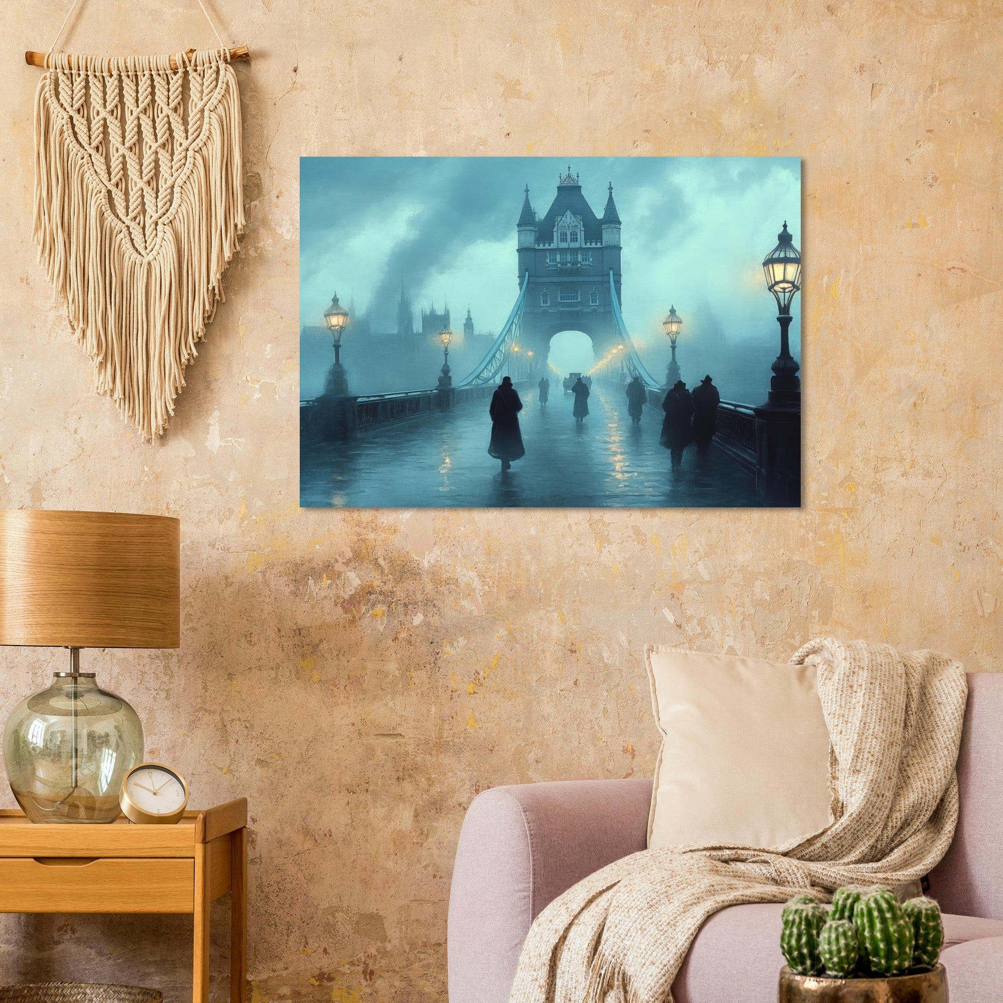 Aluminum Print Landscape - Foggy London Bridge at Dawn A misty morning vie 2 - Shop Ai Art WebShop - Digital Art online Store