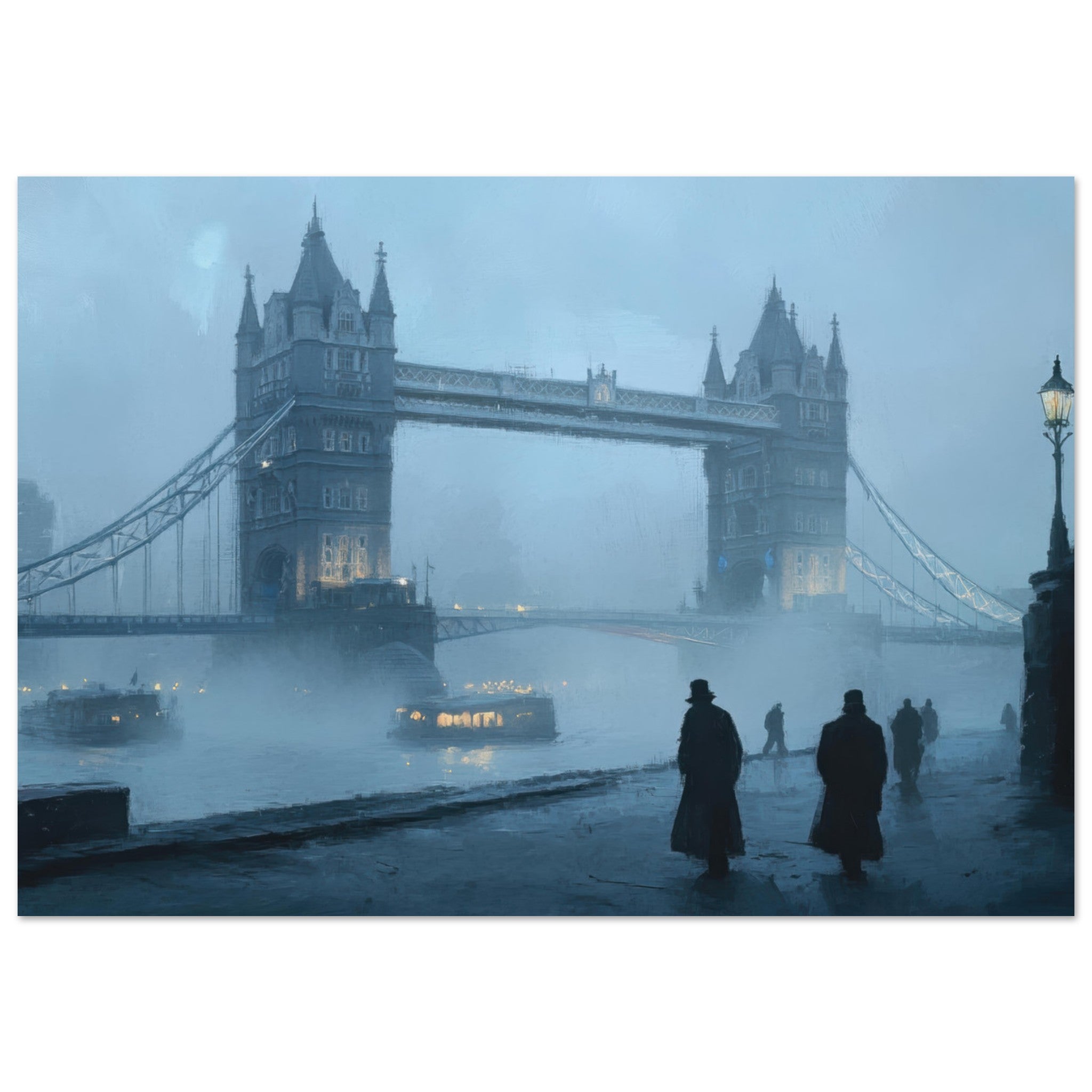 Aluminum Print Landscape - Foggy London Bridge at Dawn A misty morning vie 3 - Shop Ai Art WebShop - Digital Art online Store
