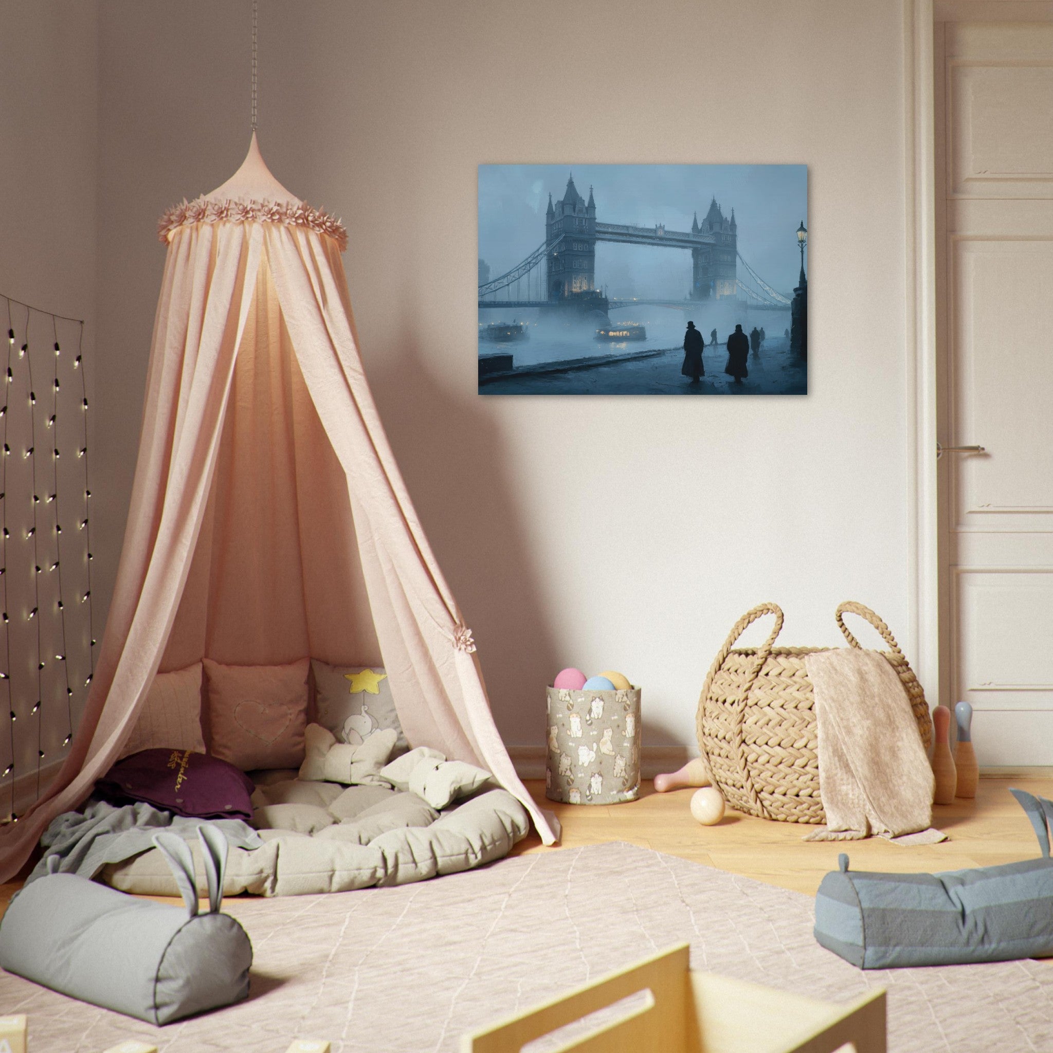 Aluminum Print Landscape - Foggy London Bridge at Dawn A misty morning vie 3 - Shop Ai Art WebShop - Digital Art online Store