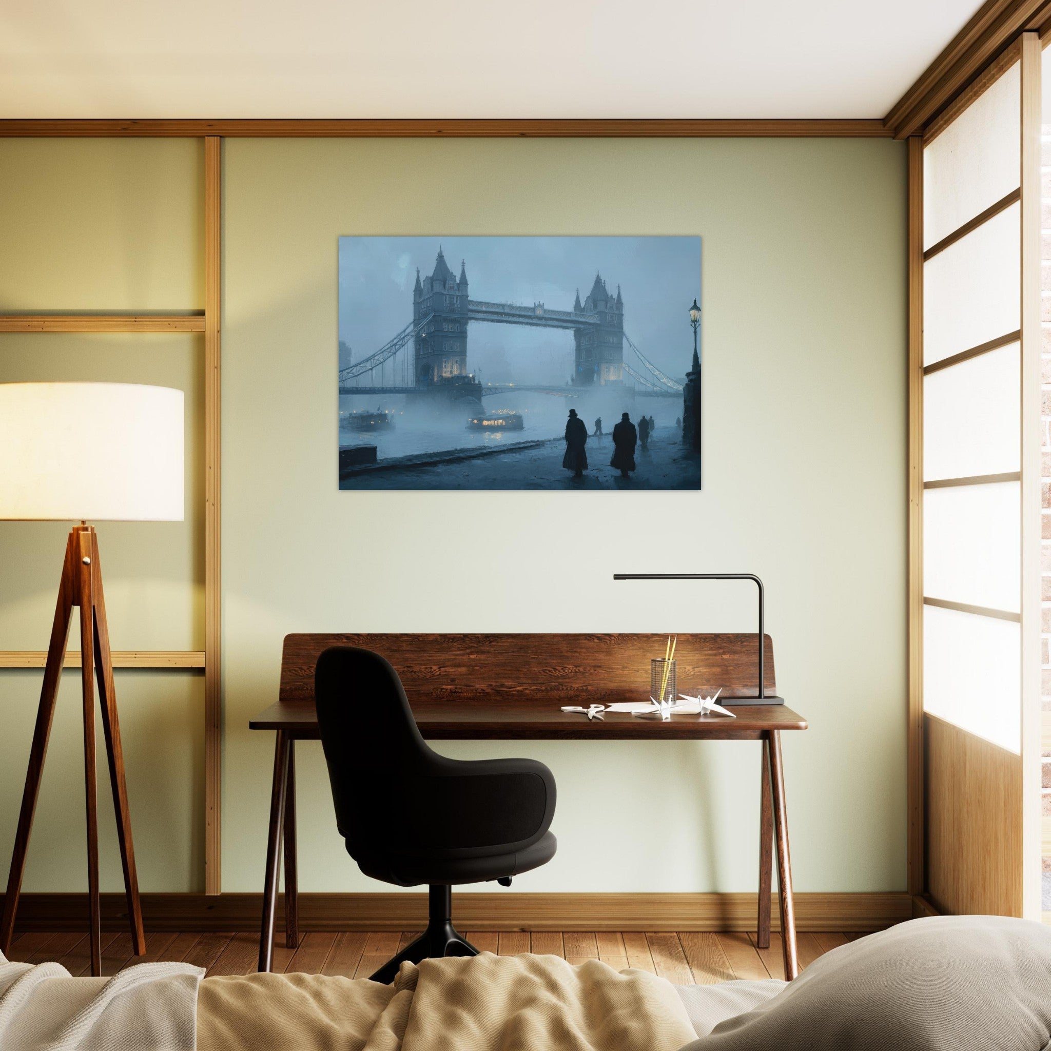 Aluminum Print Landscape - Foggy London Bridge at Dawn A misty morning vie 3 - Shop Ai Art WebShop - Digital Art online Store