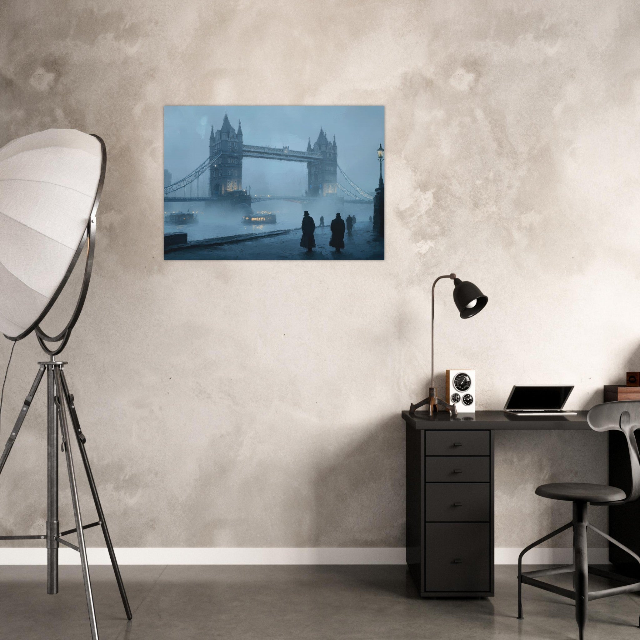 Aluminum Print Landscape - Foggy London Bridge at Dawn A misty morning vie 3 - Shop Ai Art WebShop - Digital Art online Store