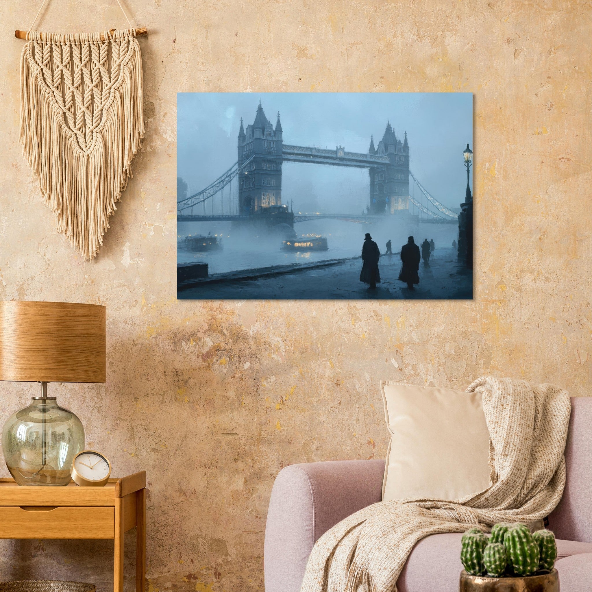 Aluminum Print Landscape - Foggy London Bridge at Dawn A misty morning vie 3 - Shop Ai Art WebShop - Digital Art online Store