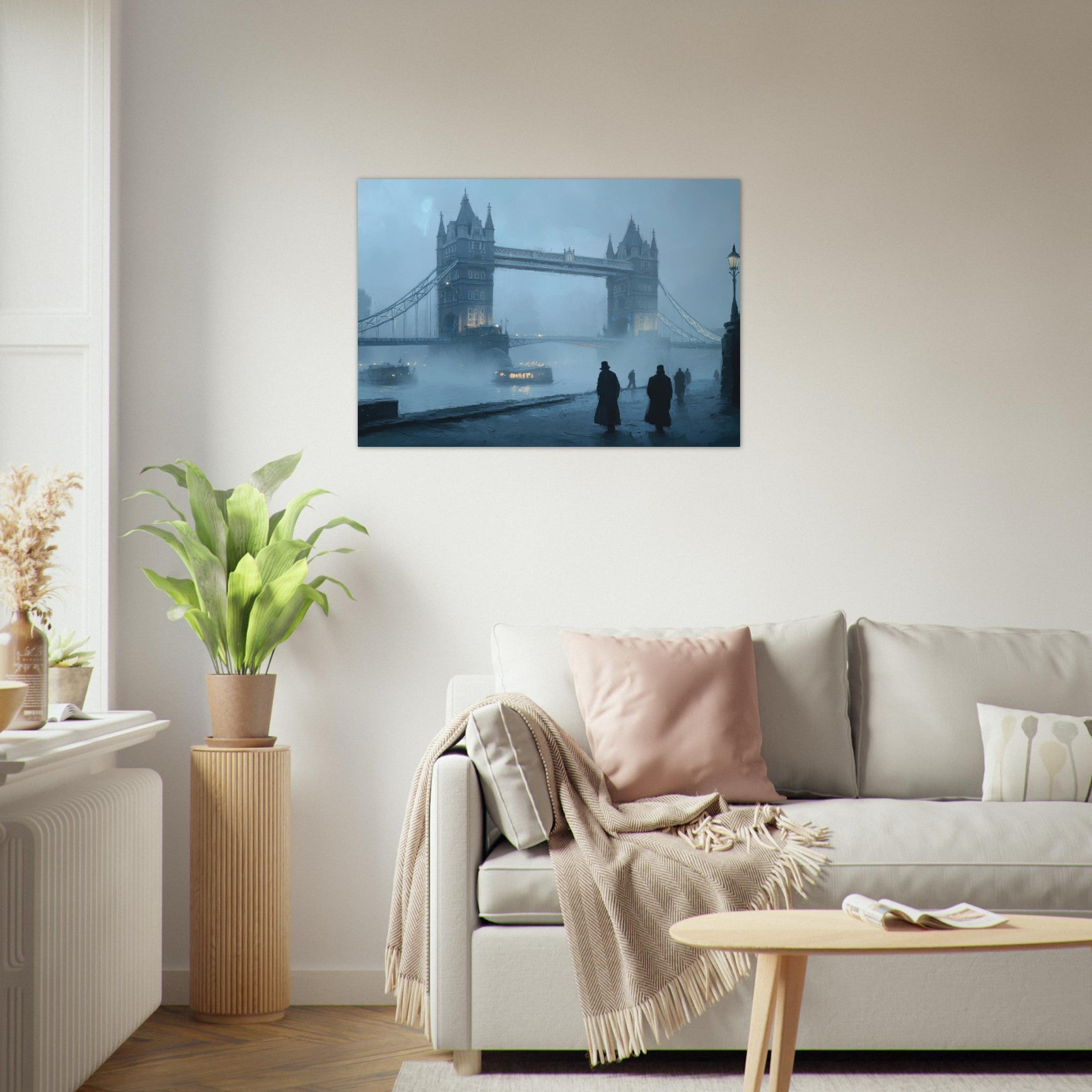 Aluminum Print Landscape - Foggy London Bridge at Dawn A misty morning vie 3 - Shop Ai Art WebShop - Digital Art online Store