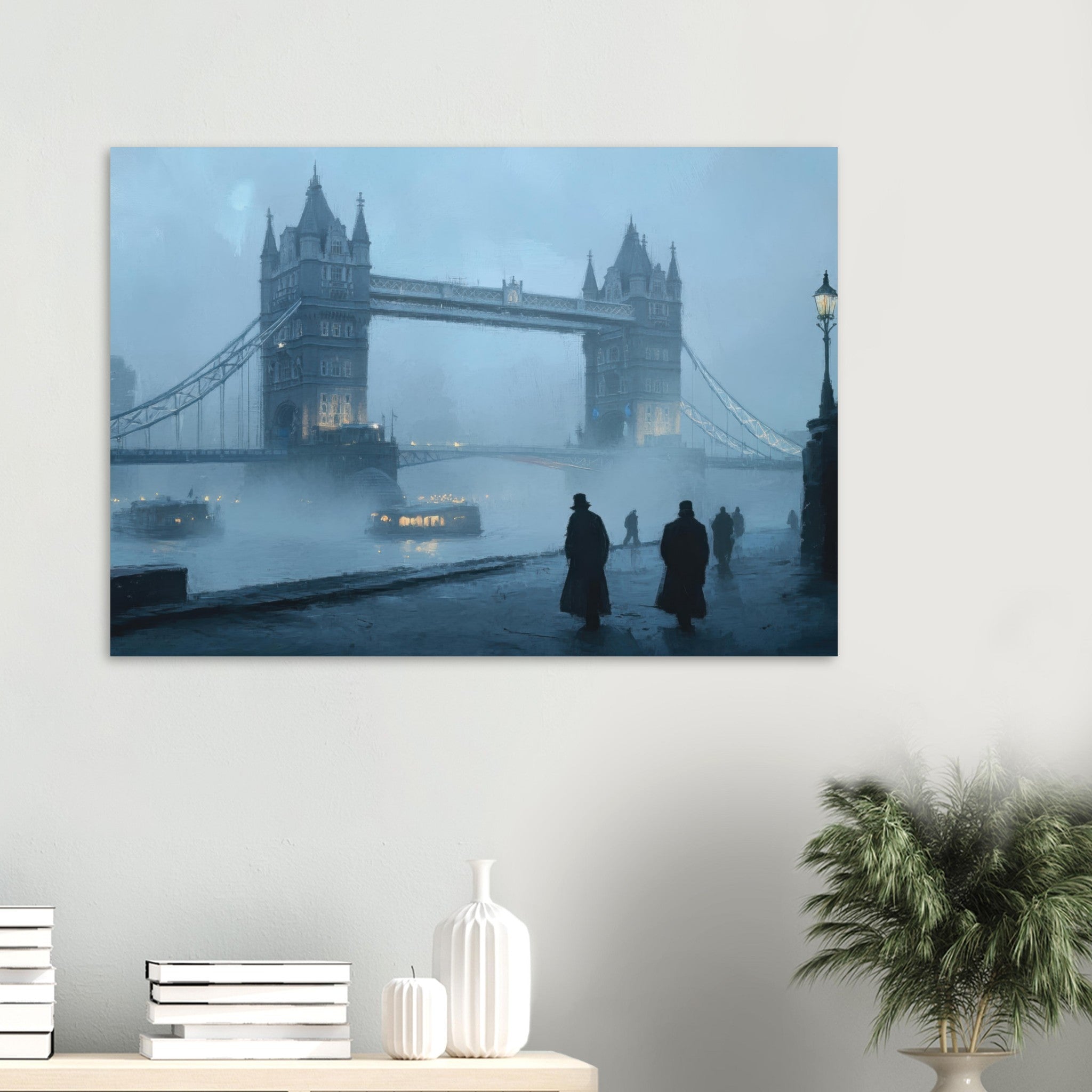 Aluminum Print Landscape - Foggy London Bridge at Dawn A misty morning vie 3 - Shop Ai Art WebShop - Digital Art online Store