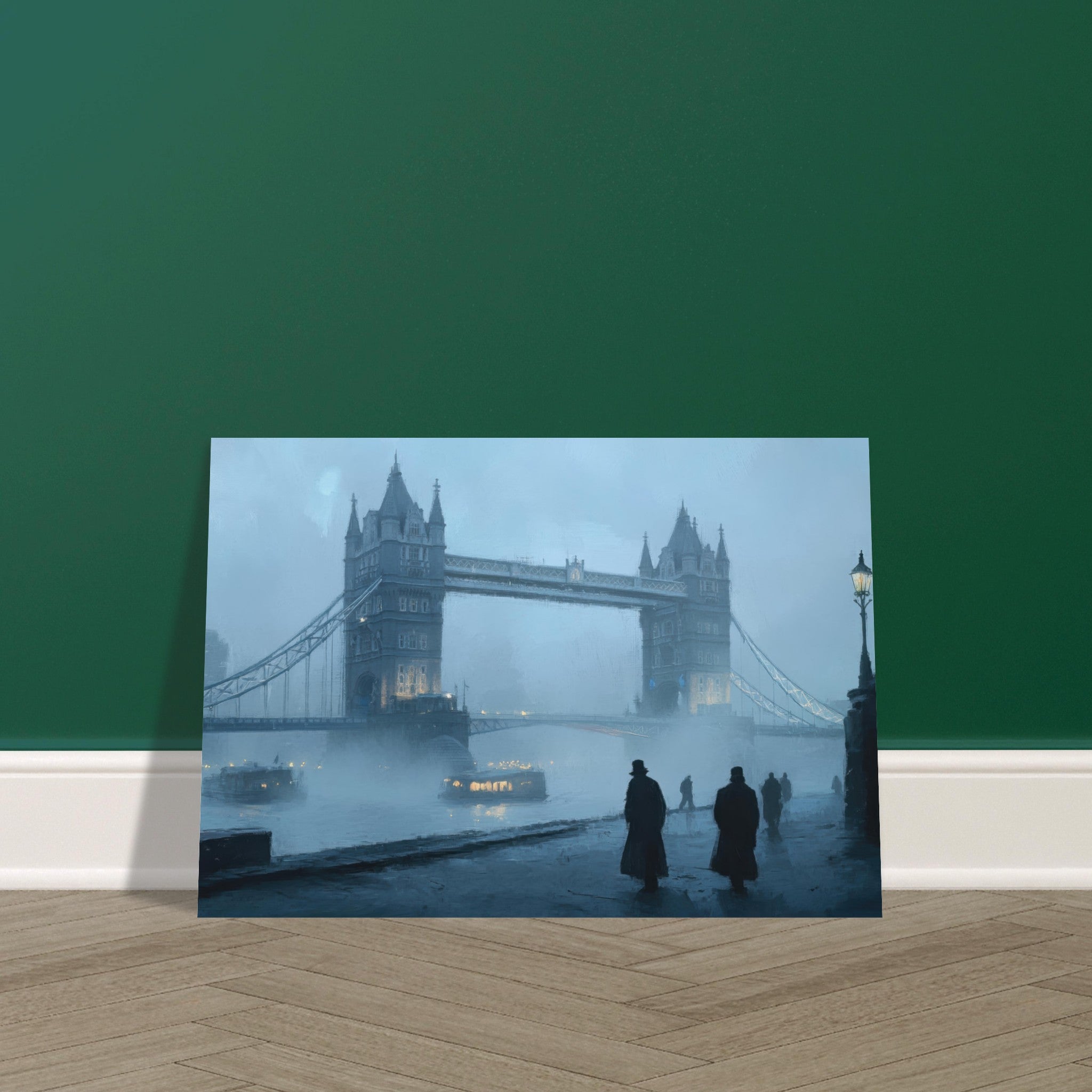 Aluminum Print Landscape - Foggy London Bridge at Dawn A misty morning vie 3 - Shop Ai Art WebShop - Digital Art online Store