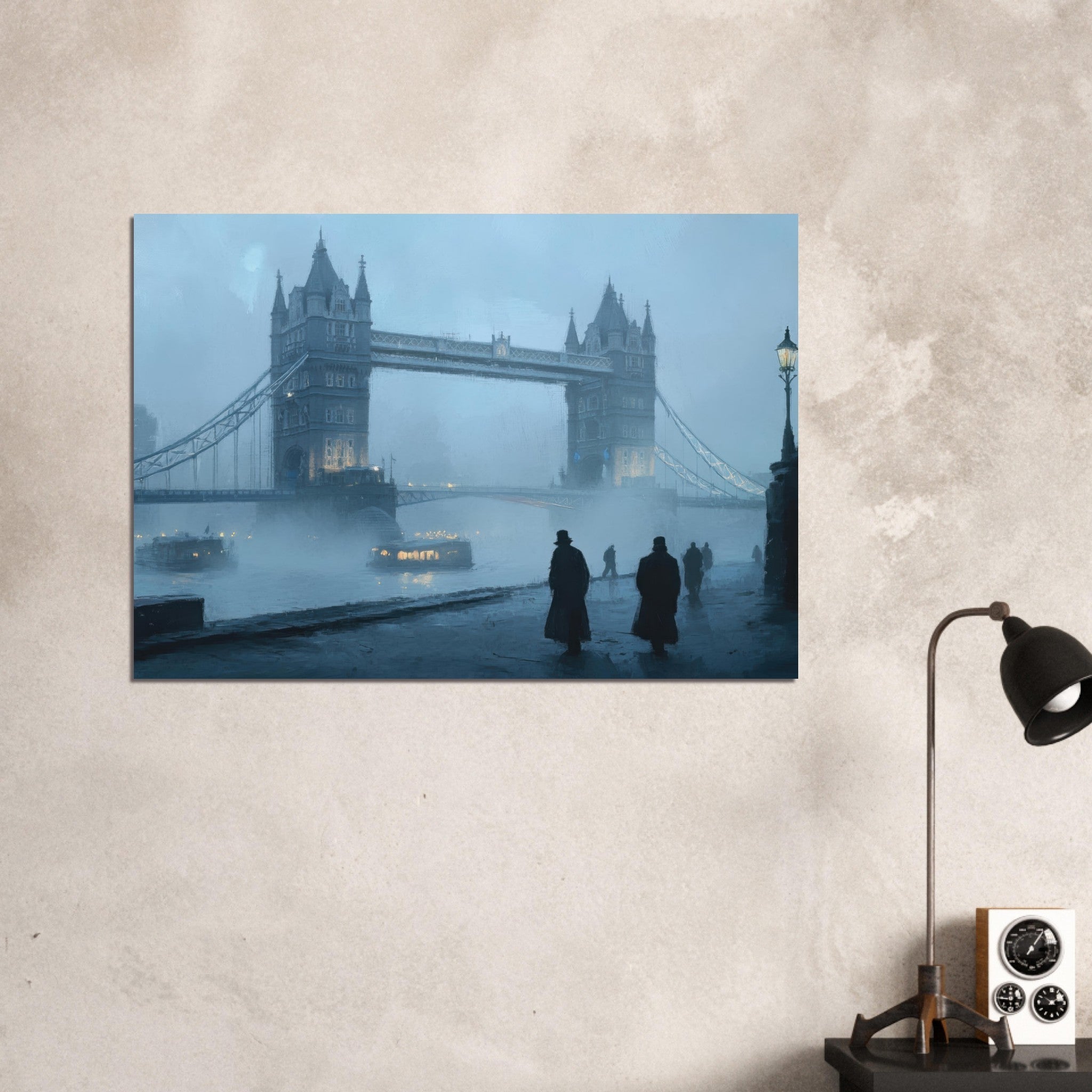 Aluminum Print Landscape - Foggy London Bridge at Dawn A misty morning vie 3 - Shop Ai Art WebShop - Digital Art online Store