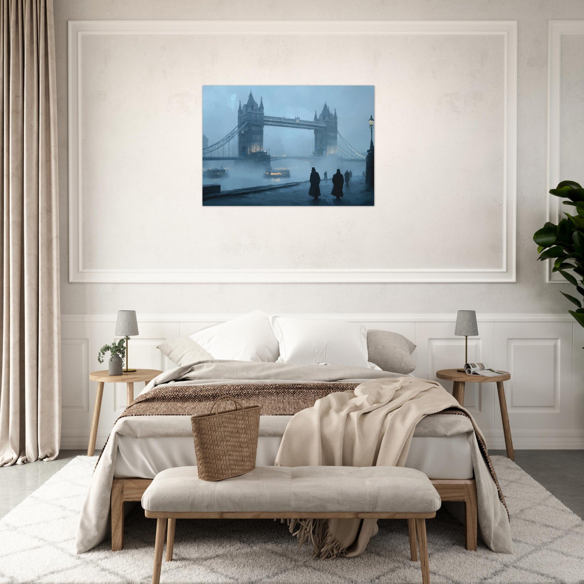 Aluminum Print Landscape - Foggy London Bridge at Dawn A misty morning vie 3 - Shop Ai Art WebShop - Digital Art online Store