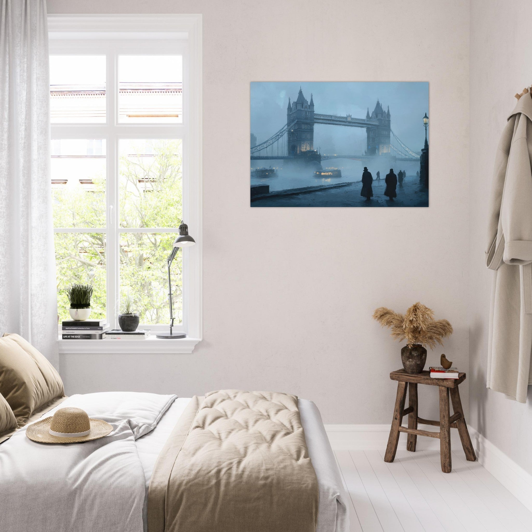 Aluminum Print Landscape - Foggy London Bridge at Dawn A misty morning vie 3 - Shop Ai Art WebShop - Digital Art online Store