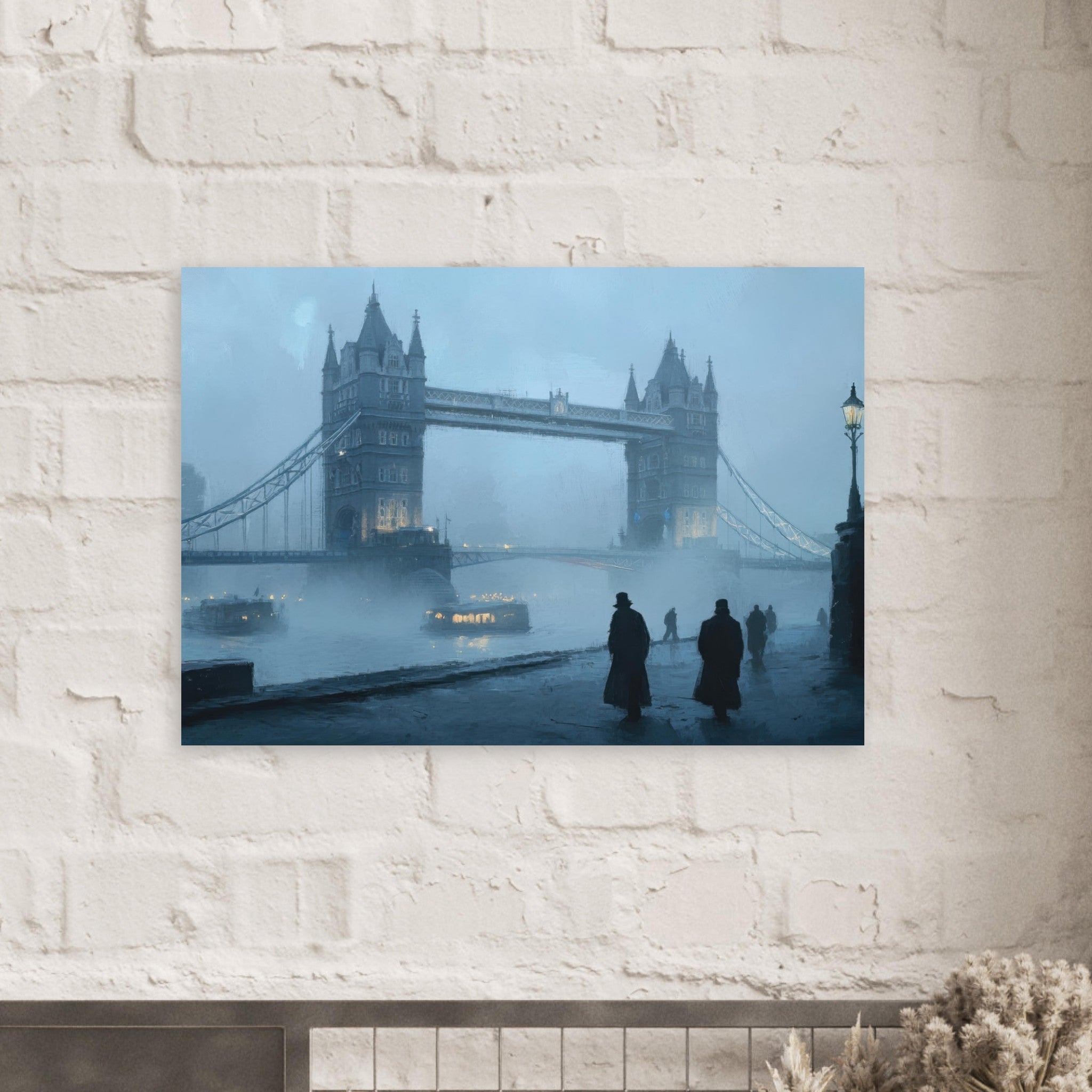 Aluminum Print Landscape - Foggy London Bridge at Dawn A misty morning vie 3 - Shop Ai Art WebShop - Digital Art online Store