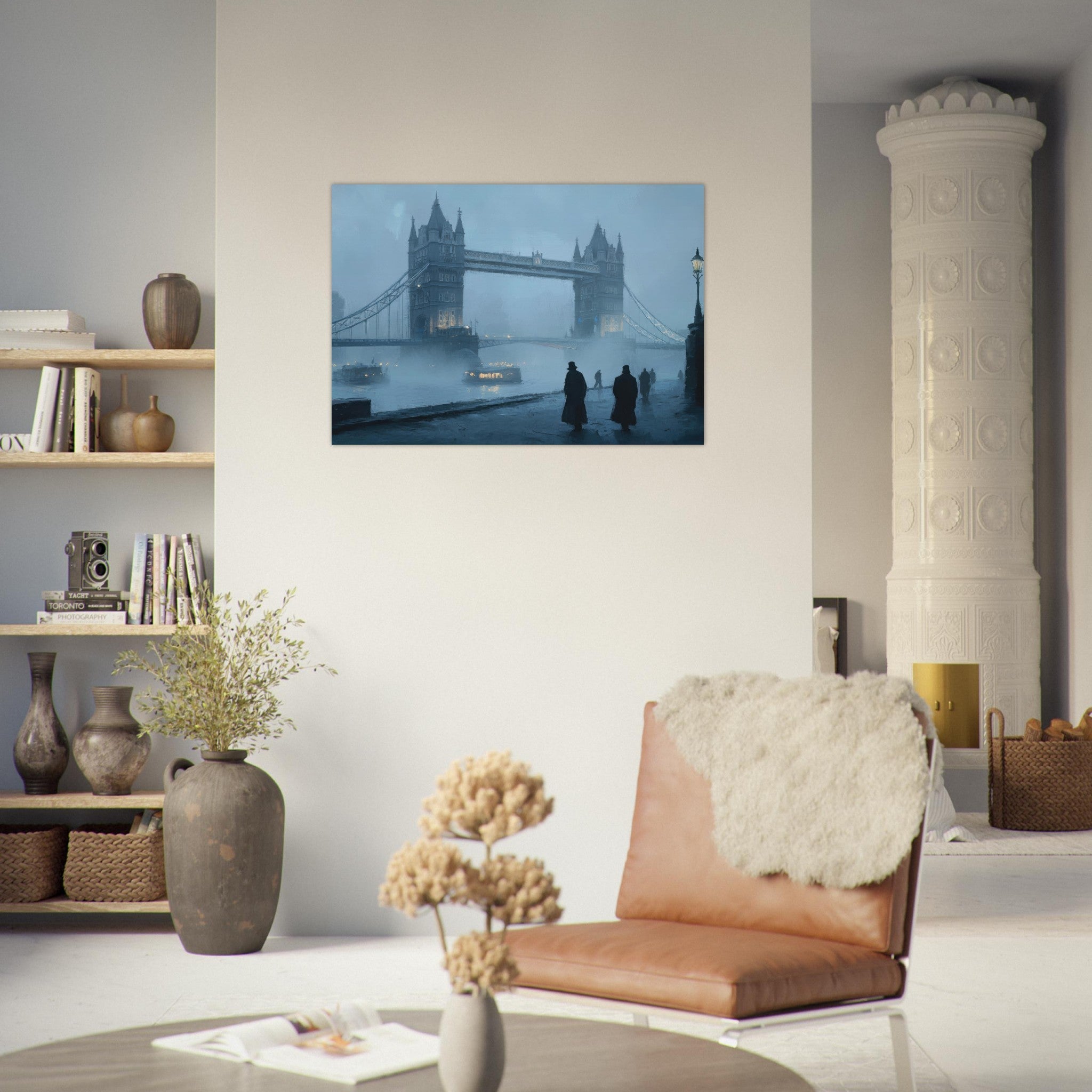 Aluminum Print Landscape - Foggy London Bridge at Dawn A misty morning vie 3 - Shop Ai Art WebShop - Digital Art online Store