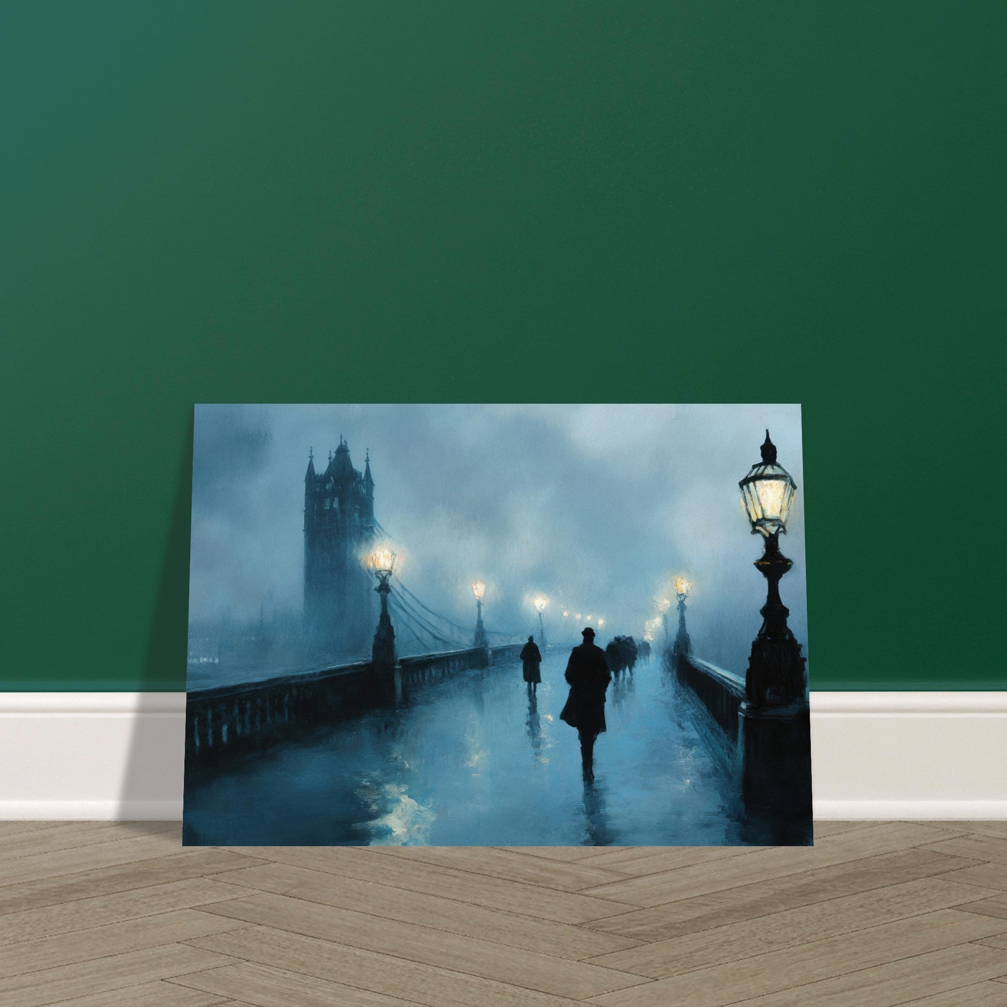 Aluminum Print Landscape - Foggy London Bridge at Dawn A misty morning vie - Shop Ai Art WebShop - Digital Art online Store
