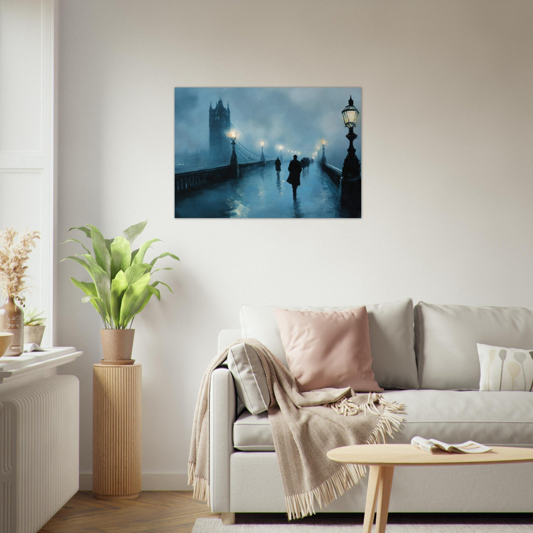 Aluminum Print Landscape - Foggy London Bridge at Dawn A misty morning vie - Shop Ai Art WebShop - Digital Art online Store