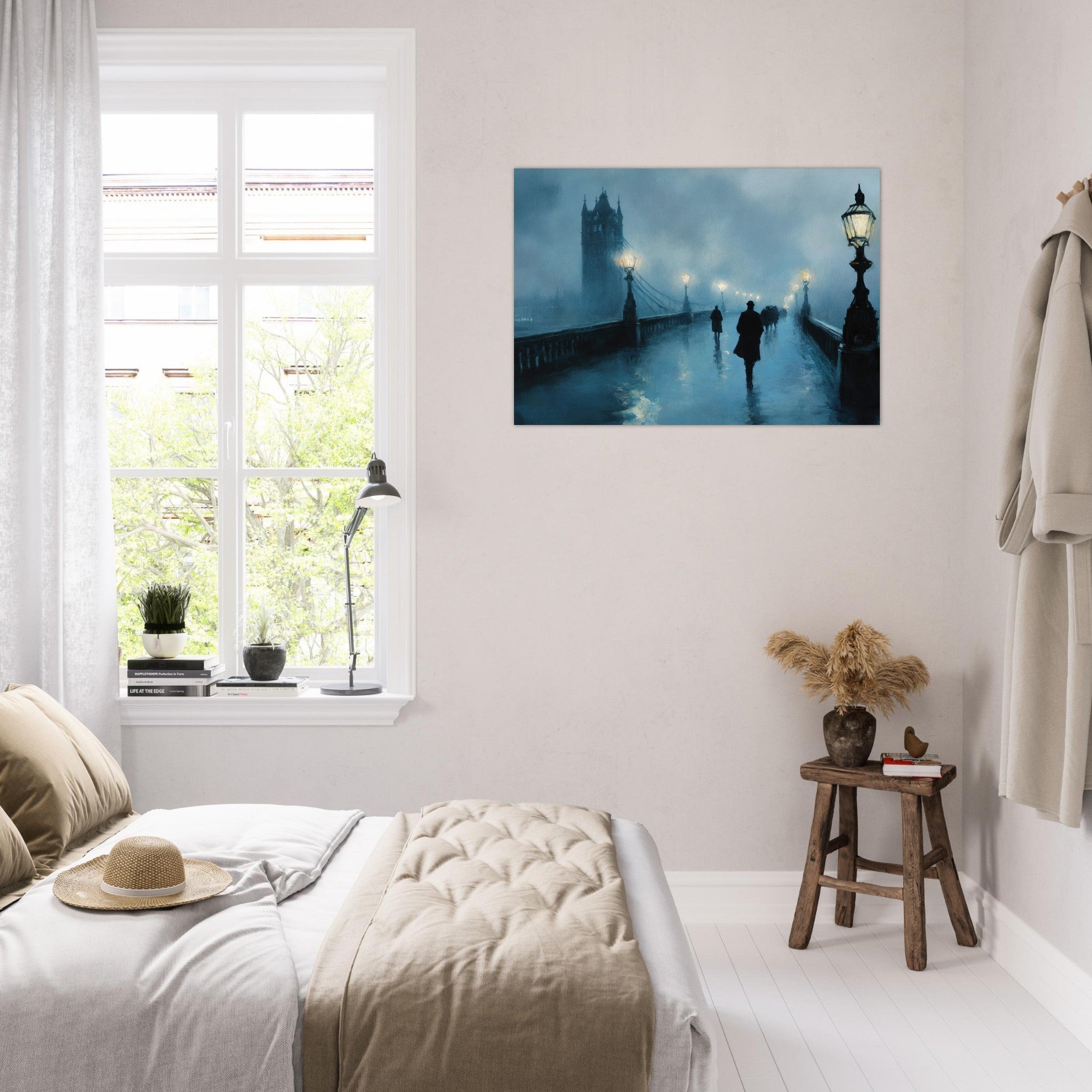 Aluminum Print Landscape - Foggy London Bridge at Dawn A misty morning vie - Shop Ai Art WebShop - Digital Art online Store