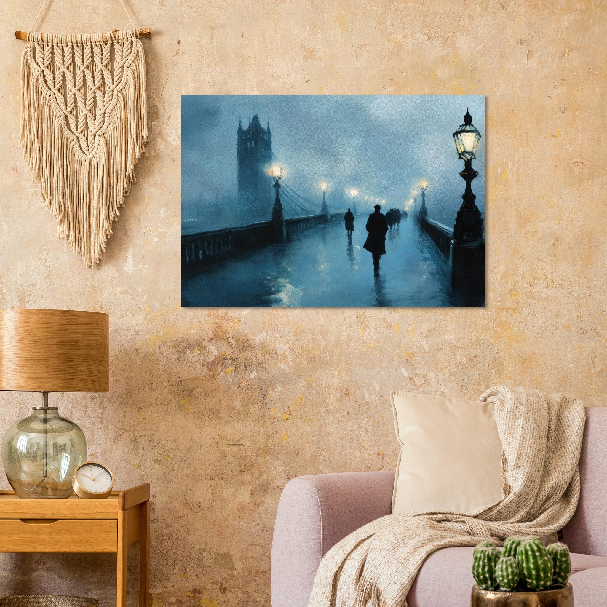 Aluminum Print Landscape - Foggy London Bridge at Dawn A misty morning vie - Shop Ai Art WebShop - Digital Art online Store