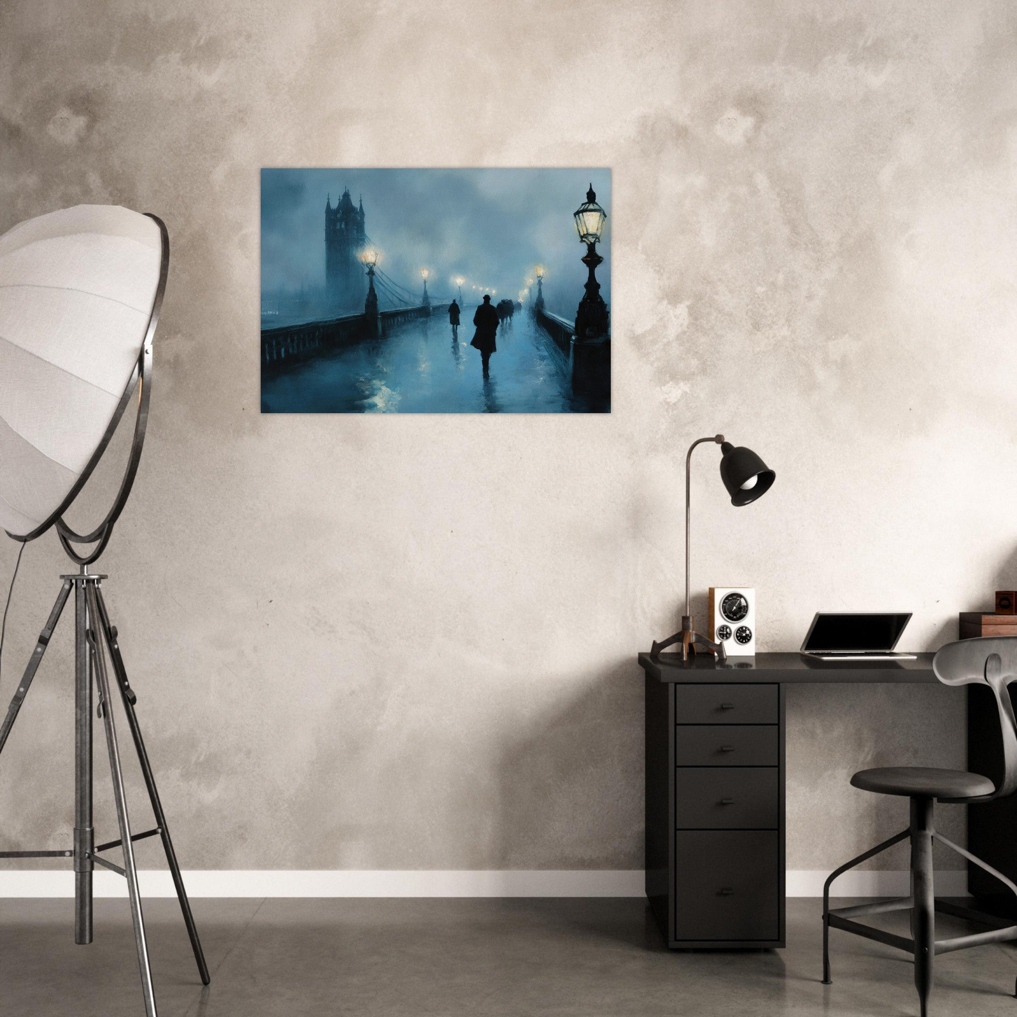 Aluminum Print Landscape - Foggy London Bridge at Dawn A misty morning vie - Shop Ai Art WebShop - Digital Art online Store