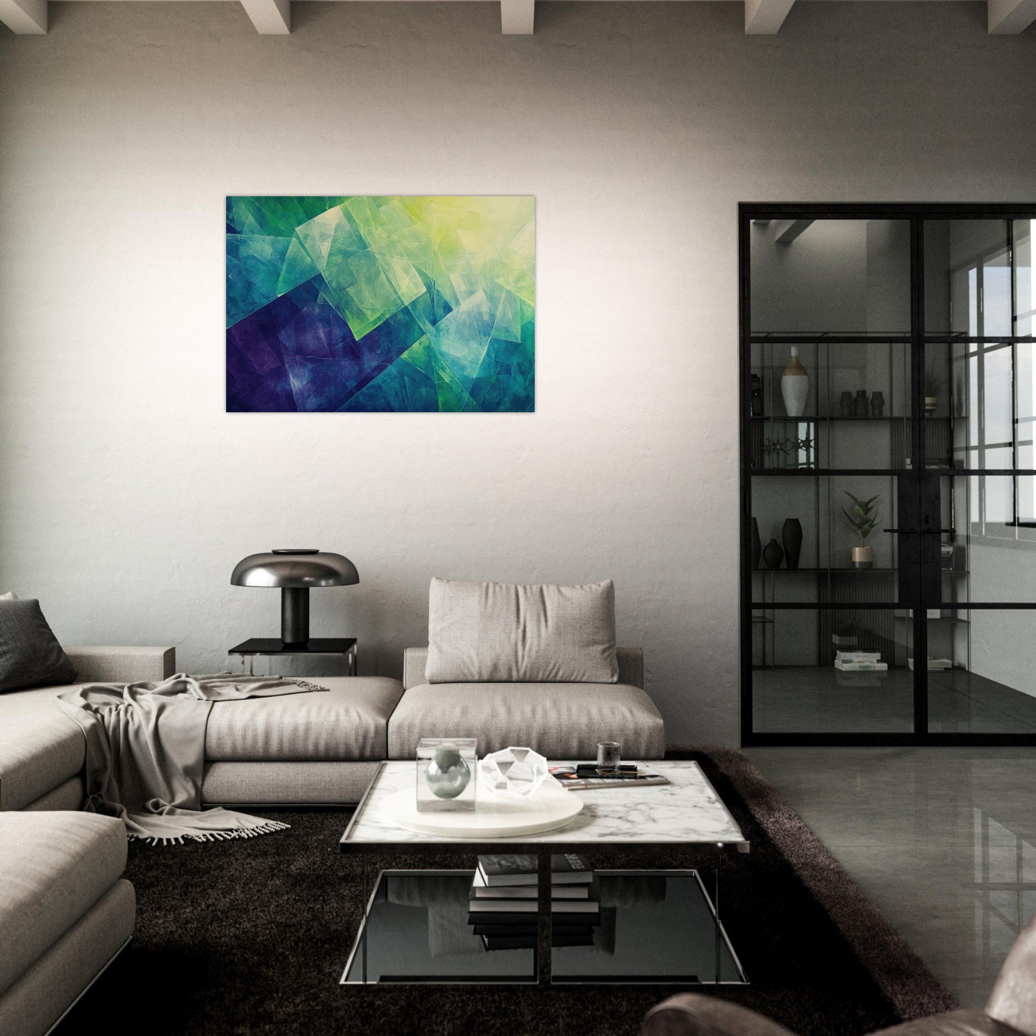 Aluminum Print Landscape - Fractured Realities Shattered geometric patterns - Shop Ai Art WebShop - Digital Art online Store