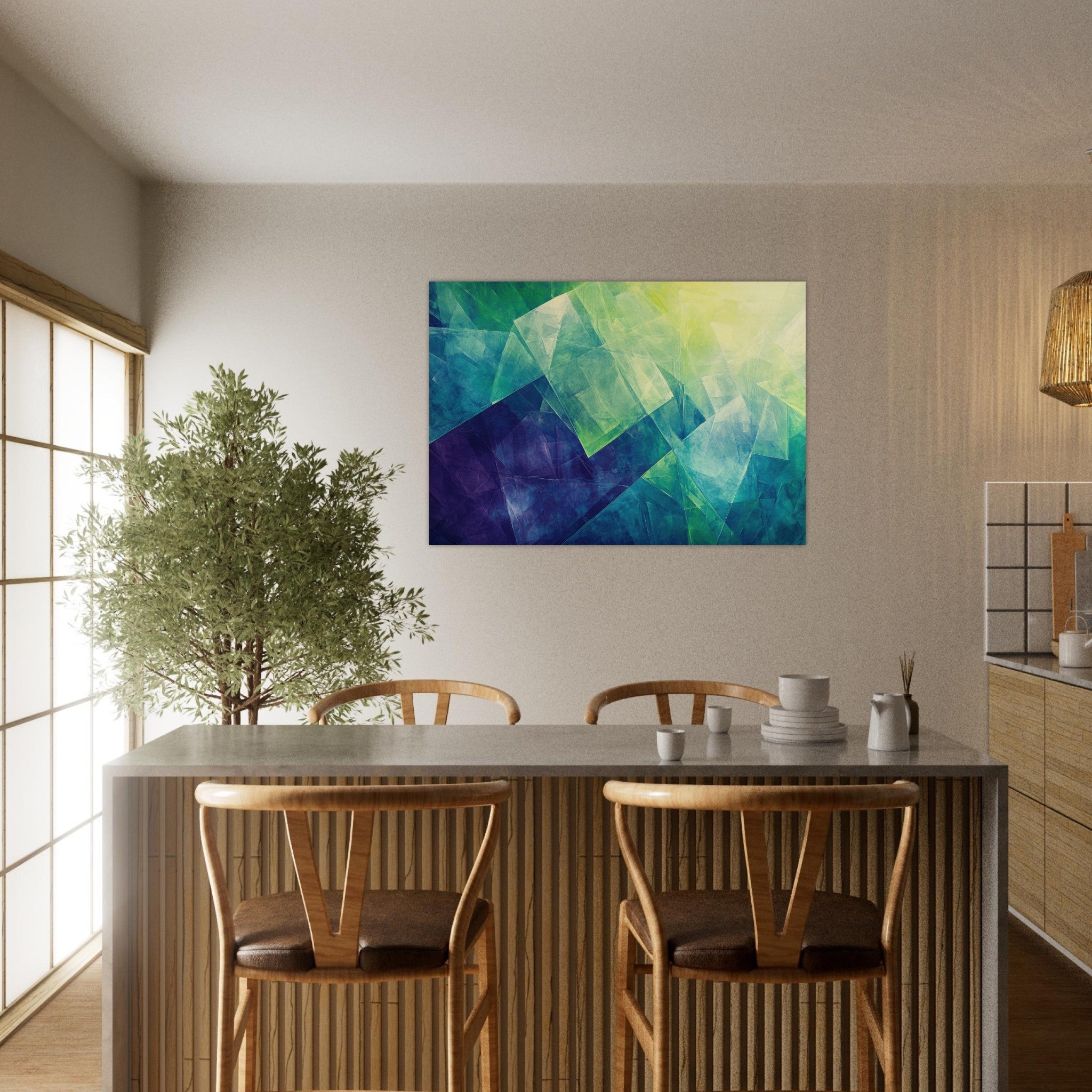 Aluminum Print Landscape - Fractured Realities Shattered geometric patterns - Shop Ai Art WebShop - Digital Art online Store
