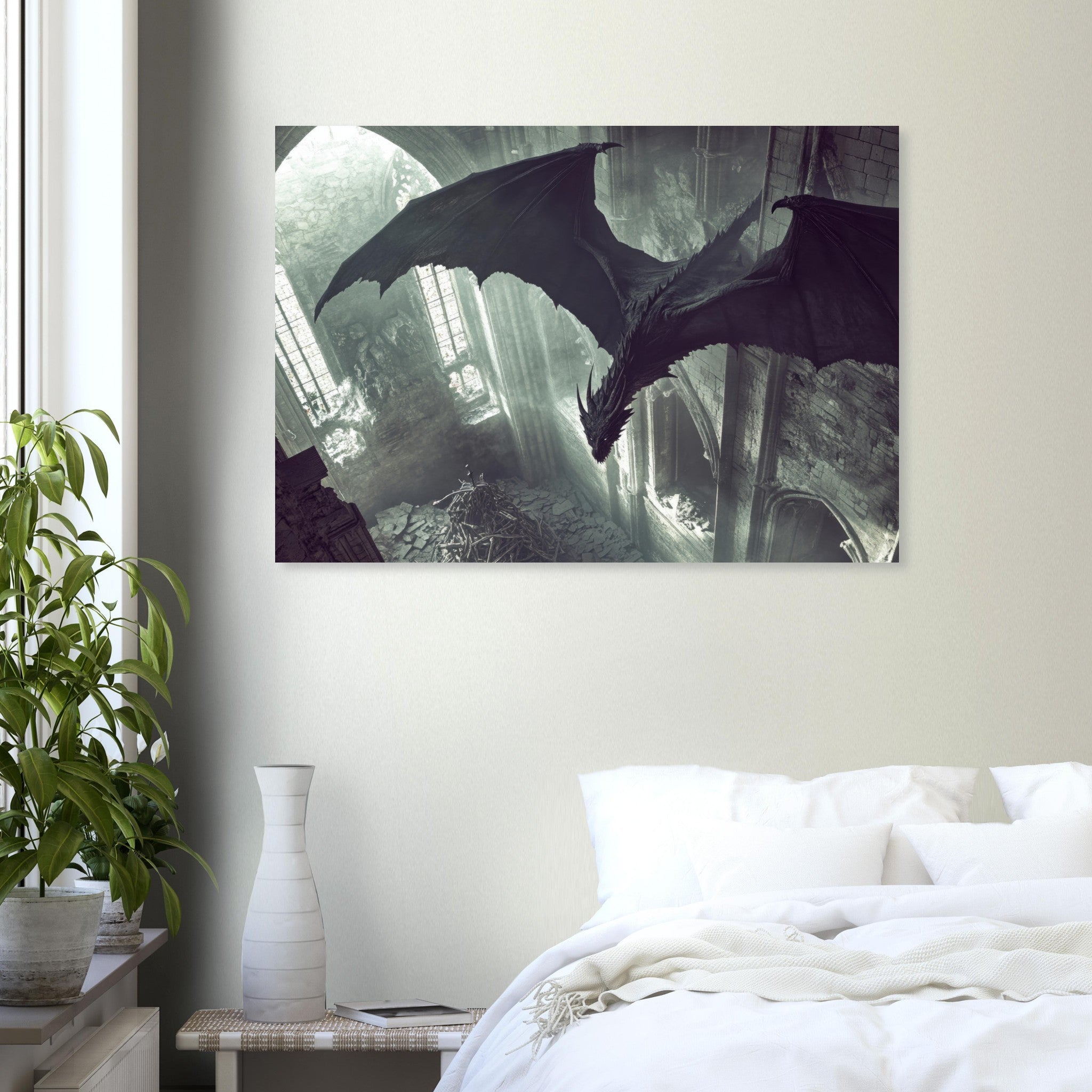Aluminum Print Landscape - Gothic Shadow Dragons Lair Gothic Dramatic High 2 - Shop Ai Art WebShop - Digital Art online Store
