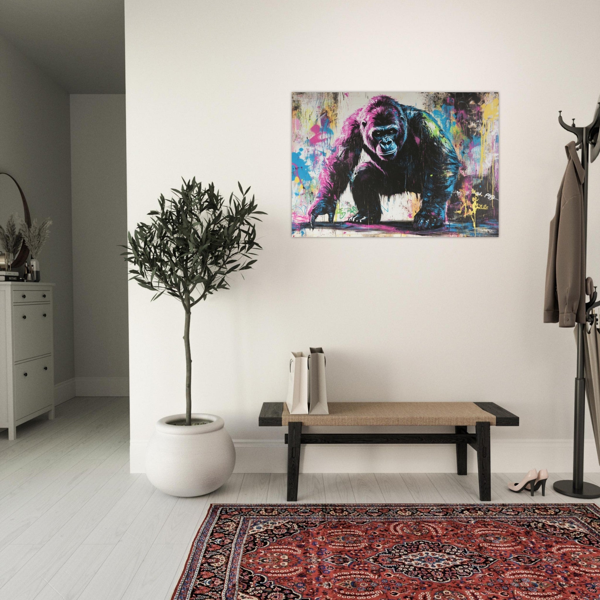 Aluminum Print Landscape - Graffiti - Style Street Art Gorilla A powerful 3 - Shop Ai Art WebShop - Digital Art online Store