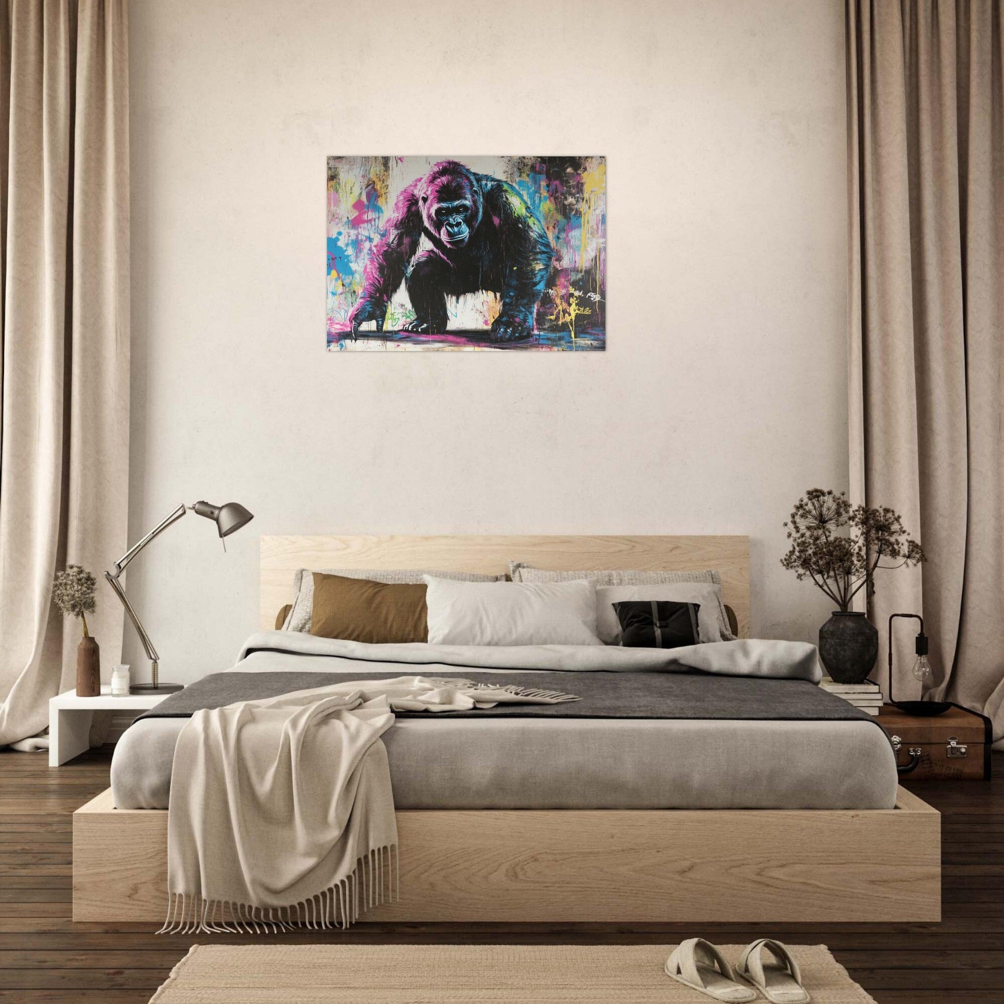 Aluminum Print Landscape - Graffiti - Style Street Art Gorilla A powerful 3 - Shop Ai Art WebShop - Digital Art online Store