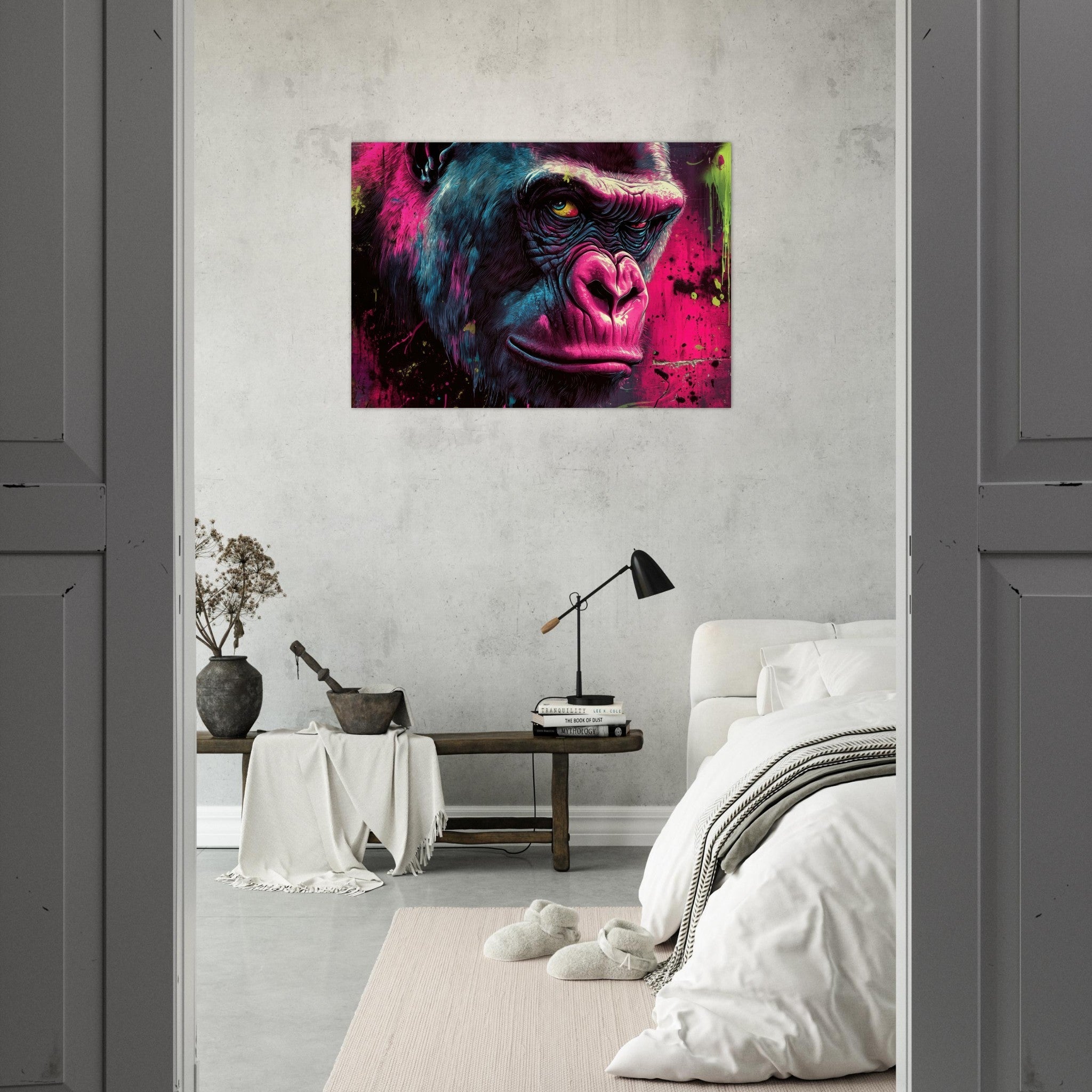 Aluminum Print Landscape - Graffiti - Style Street Art Gorilla A powerful 6 - Shop Ai Art WebShop - Digital Art online Store