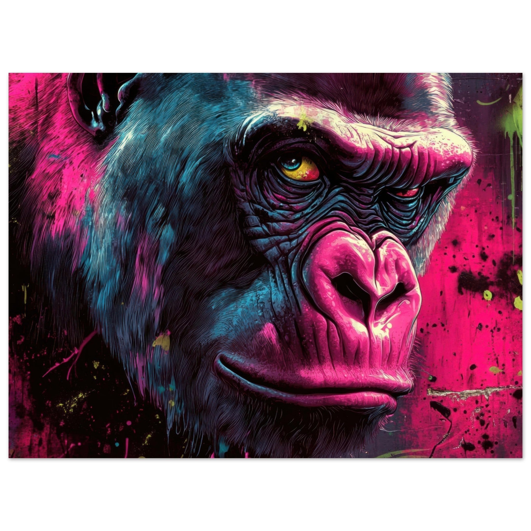 Aluminum Print Landscape - Graffiti - Style Street Art Gorilla A powerful 6 - Shop Ai Art WebShop - Digital Art online Store