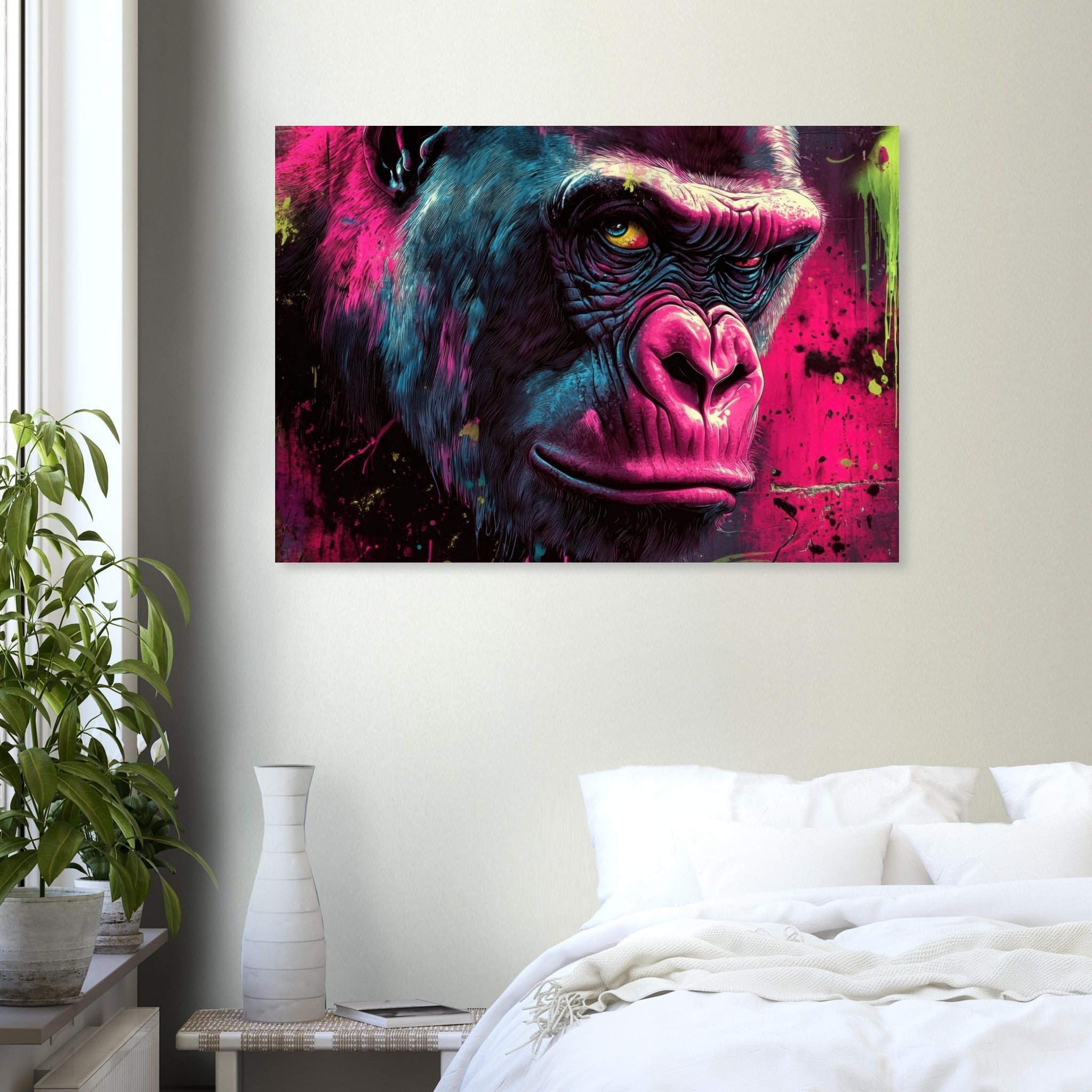 Aluminum Print Landscape - Graffiti - Style Street Art Gorilla A powerful 6 - Shop Ai Art WebShop - Digital Art online Store