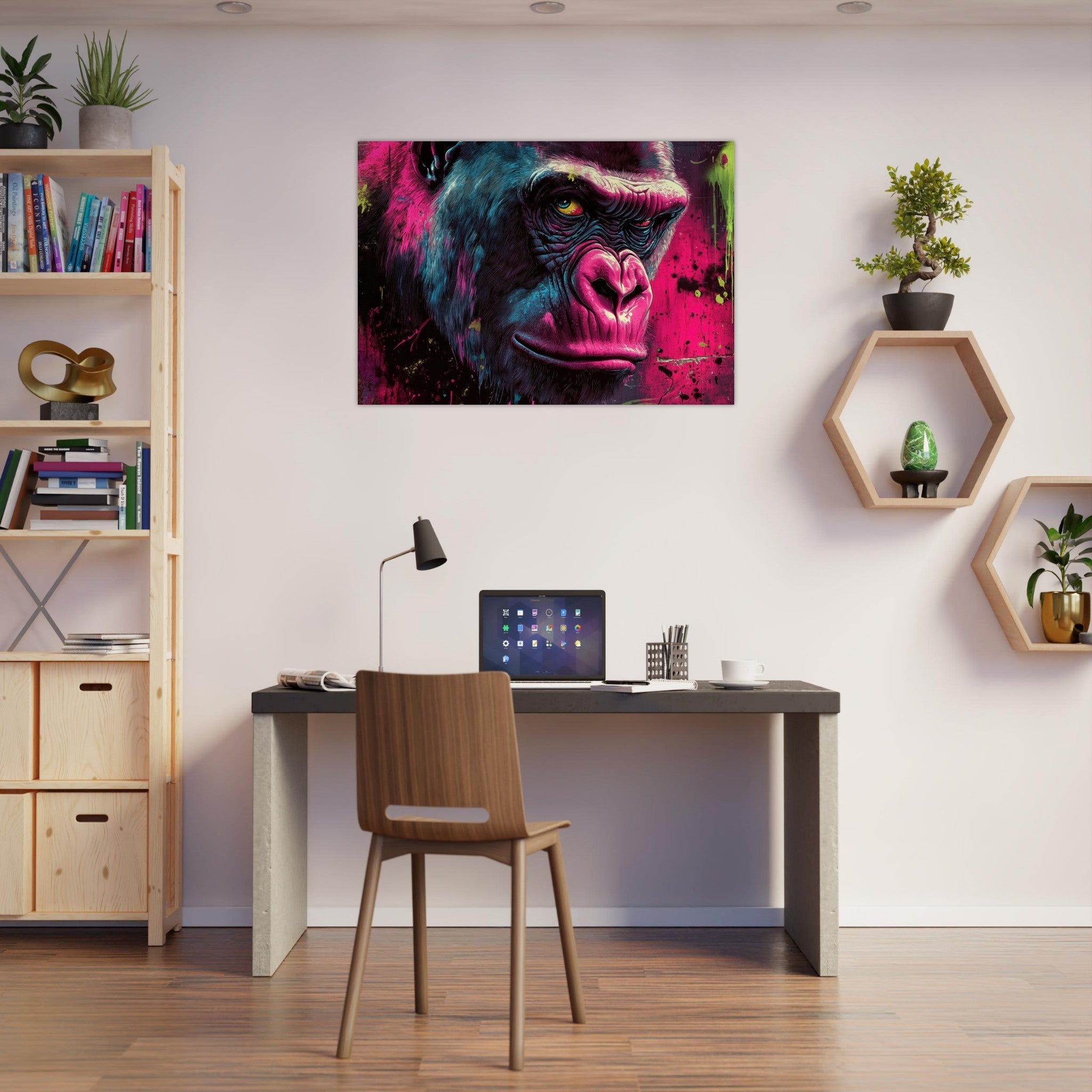 Aluminum Print Landscape - Graffiti - Style Street Art Gorilla A powerful 6 - Shop Ai Art WebShop - Digital Art online Store