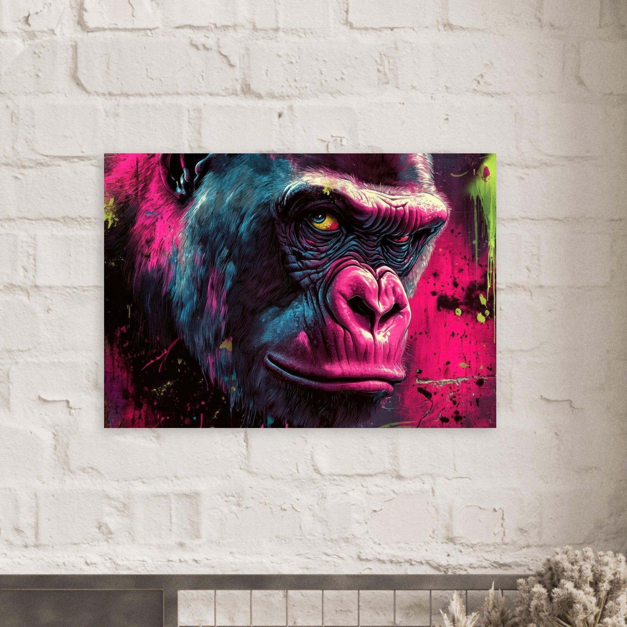 Aluminum Print Landscape - Graffiti - Style Street Art Gorilla A powerful 6 - Shop Ai Art WebShop - Digital Art online Store
