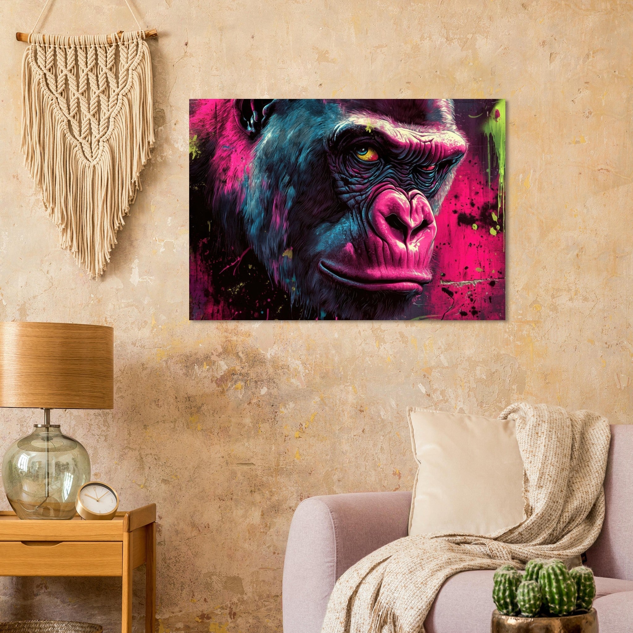 Aluminum Print Landscape - Graffiti - Style Street Art Gorilla A powerful 6 - Shop Ai Art WebShop - Digital Art online Store