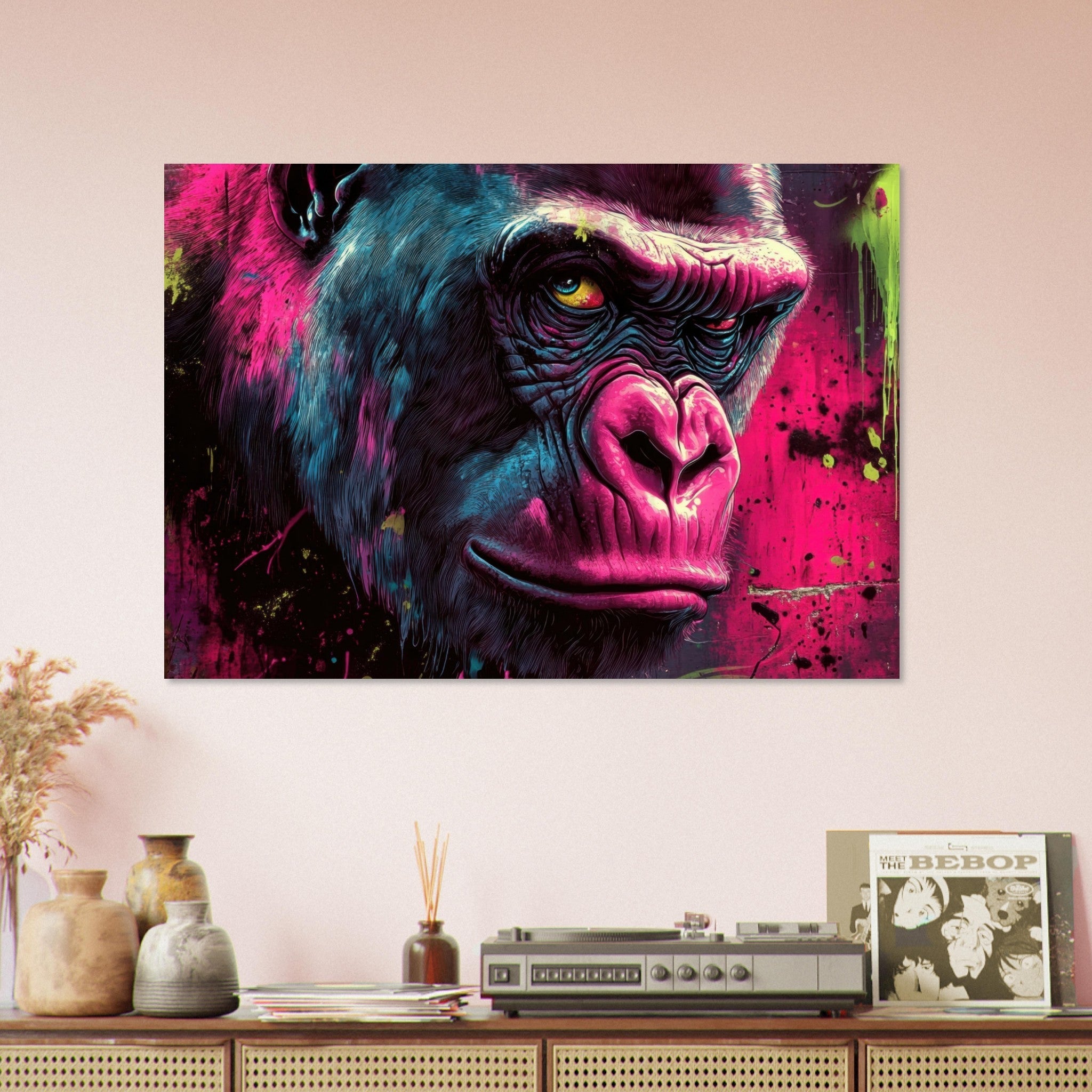 Aluminum Print Landscape - Graffiti - Style Street Art Gorilla A powerful 6 - Shop Ai Art WebShop - Digital Art online Store