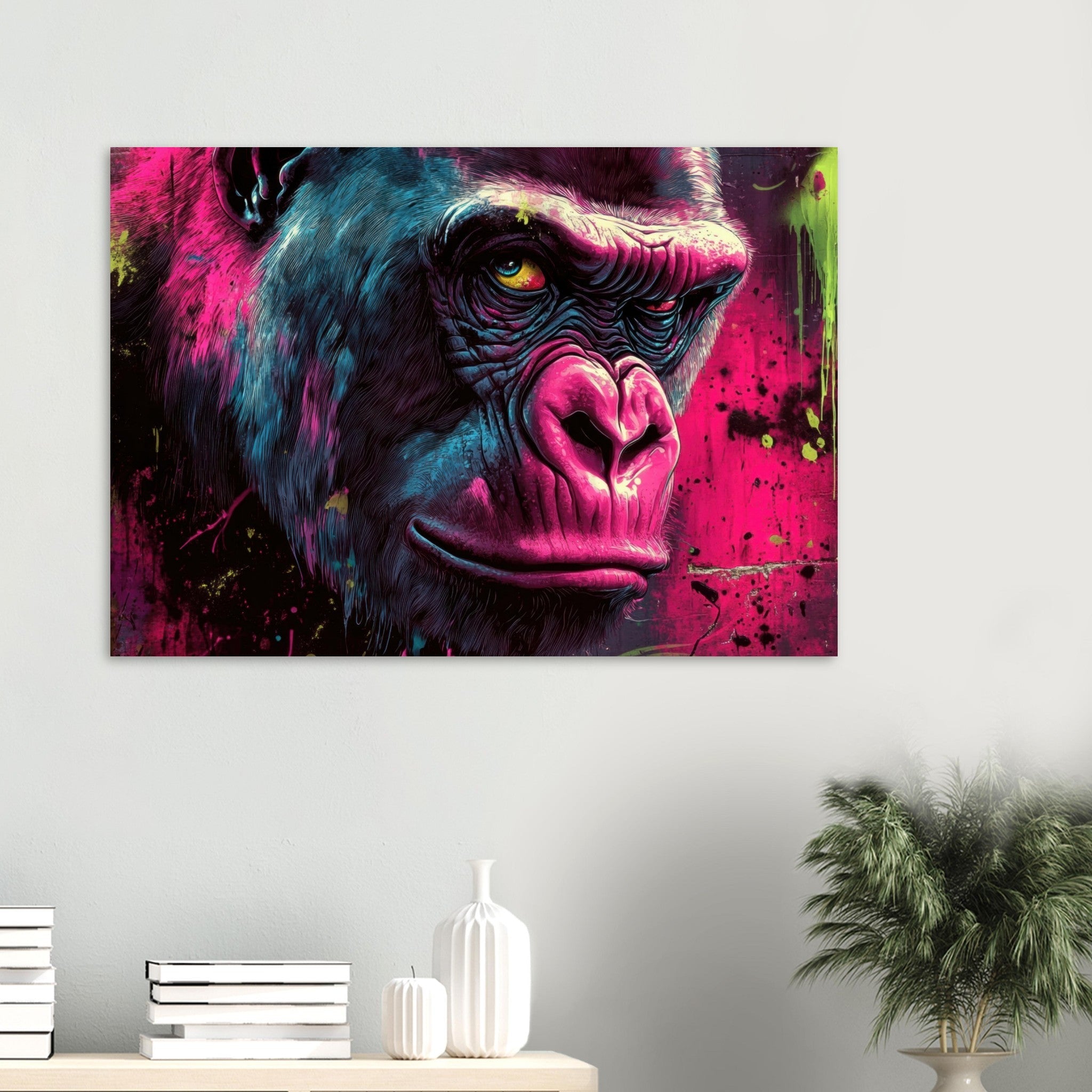 Aluminum Print Landscape - Graffiti - Style Street Art Gorilla A powerful 6 - Shop Ai Art WebShop - Digital Art online Store