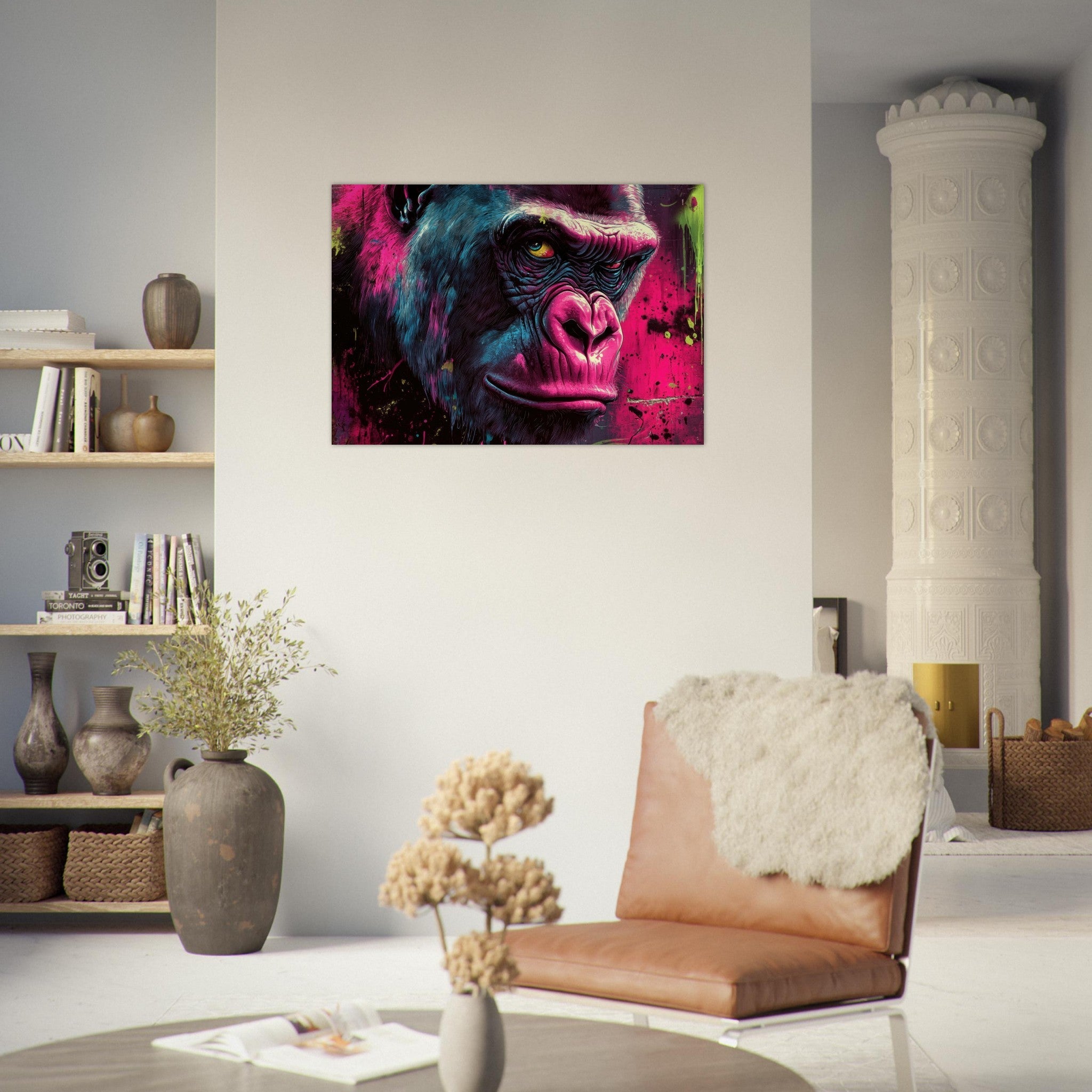 Aluminum Print Landscape - Graffiti - Style Street Art Gorilla A powerful 6 - Shop Ai Art WebShop - Digital Art online Store