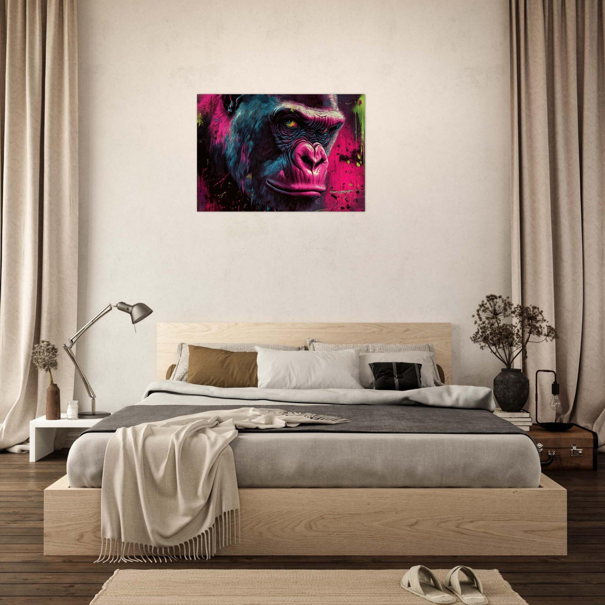 Aluminum Print Landscape - Graffiti - Style Street Art Gorilla A powerful 6 - Shop Ai Art WebShop - Digital Art online Store