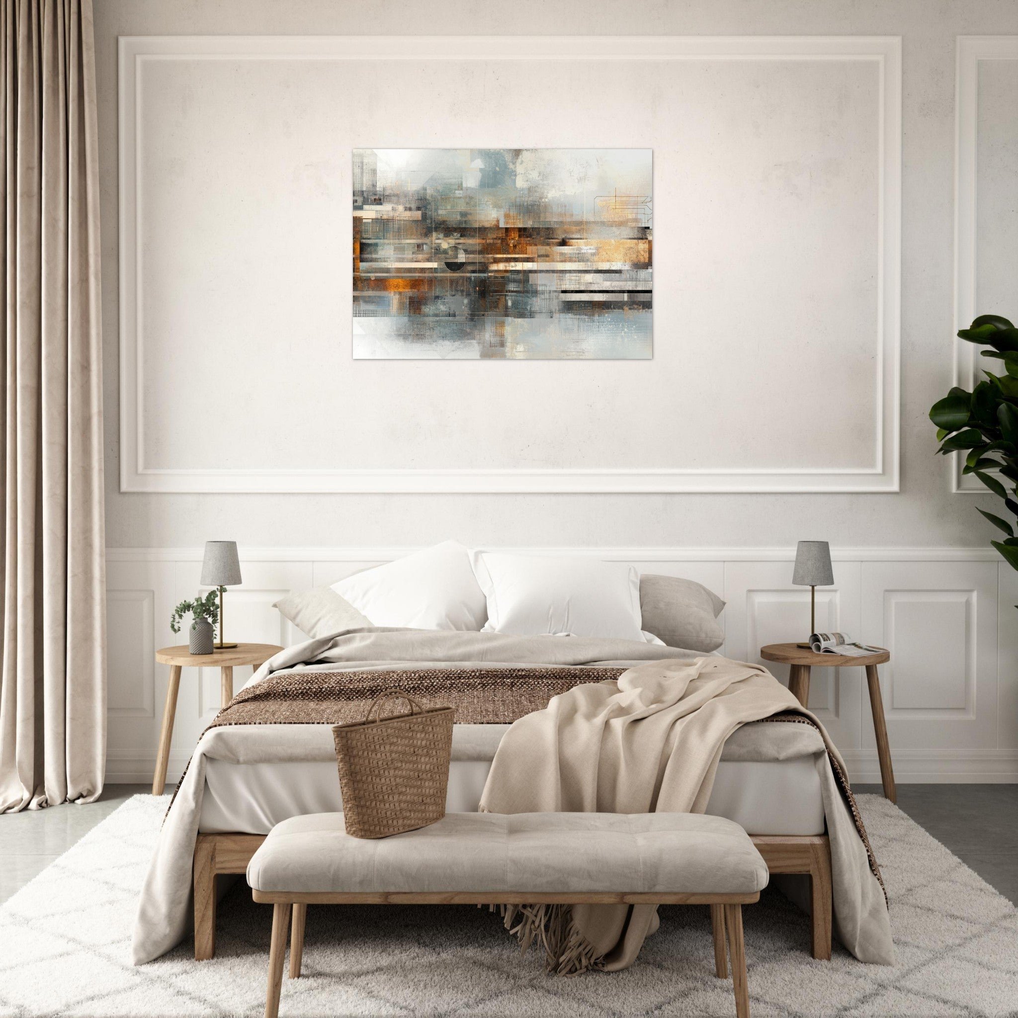 Aluminum Print Landscape - Mechanical Mirage Interlocking metallic structure 2 - Shop Ai Art WebShop - Digital Art Store