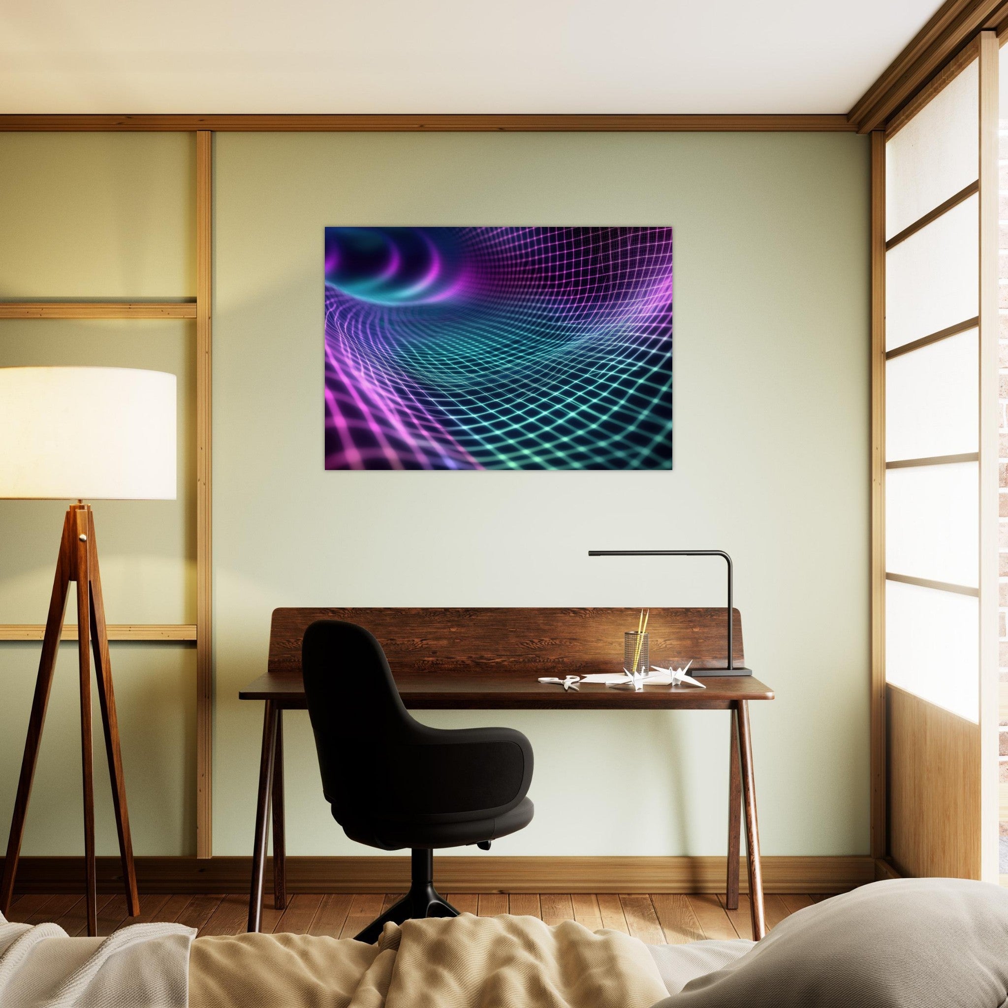 Aluminum Print Landscape - Quantum Reverberation Cascading waves of transit 2 - Shop Ai Art WebShop Digital Art online Store