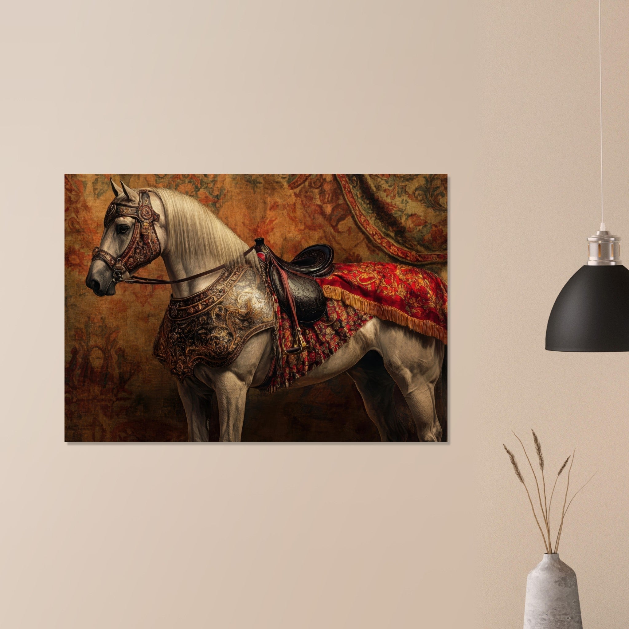 Aluminum Print Landscape - Renaissance Portrait of a Noble Horse A dignified 2 - Shop Ai Art WebShop - Digital Art online Store
