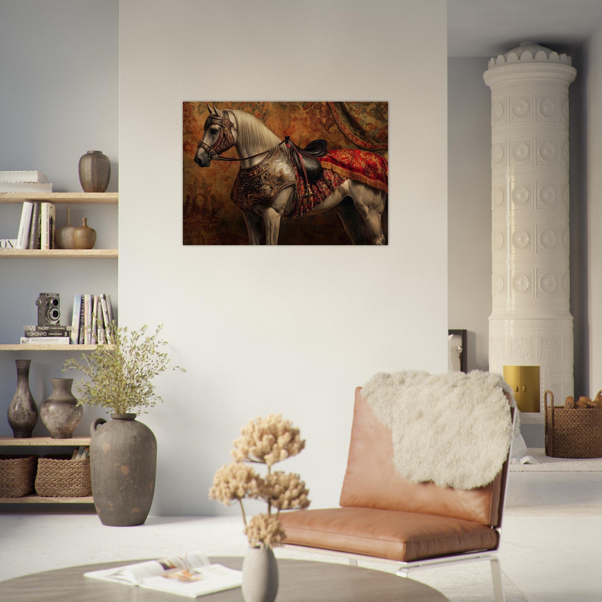 Aluminum Print Landscape - Renaissance Portrait of a Noble Horse A dignified 2 - Shop Ai Art WebShop - Digital Art online Store