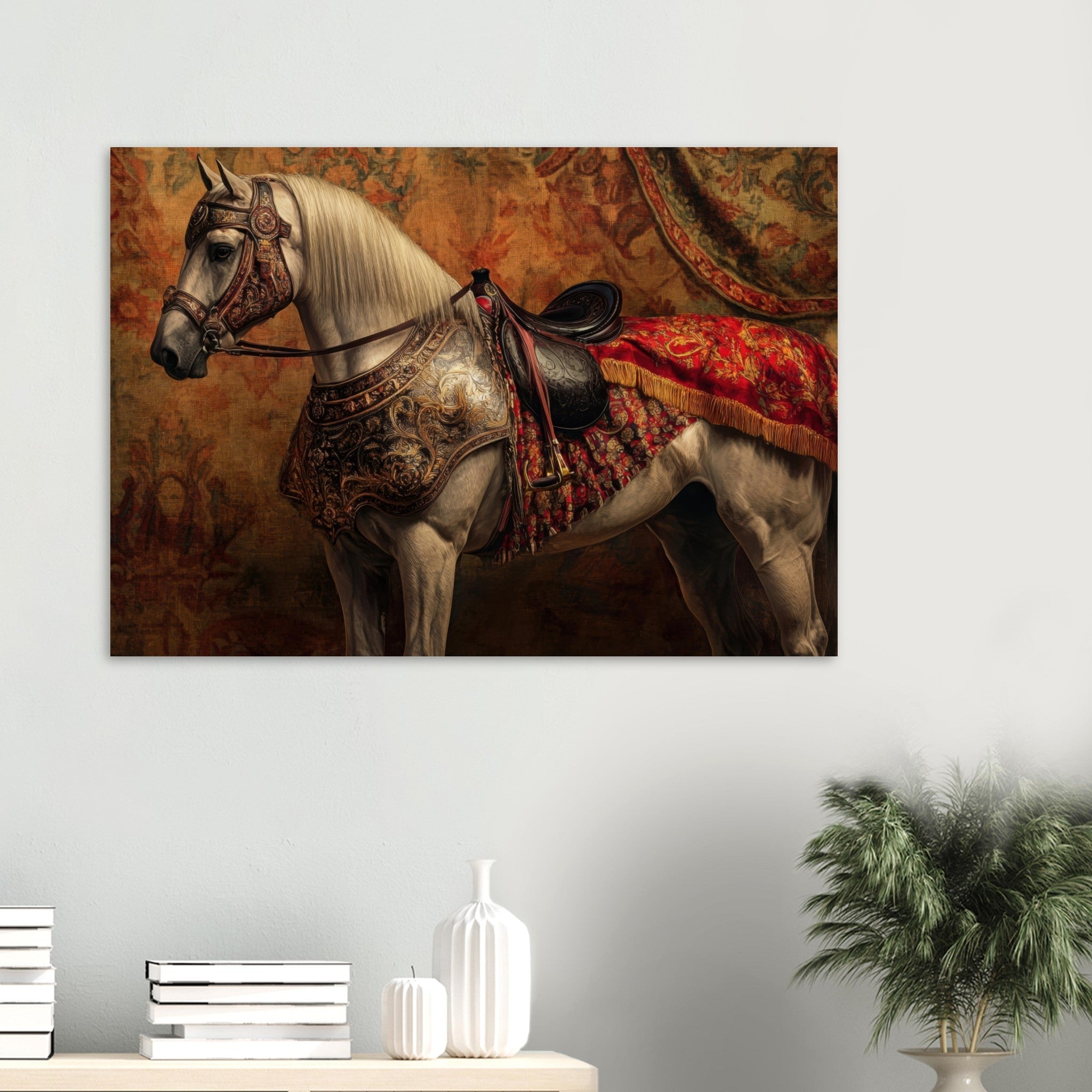 Aluminum Print Landscape - Renaissance Portrait of a Noble Horse A dignified 2 - Shop Ai Art WebShop - Digital Art online Store