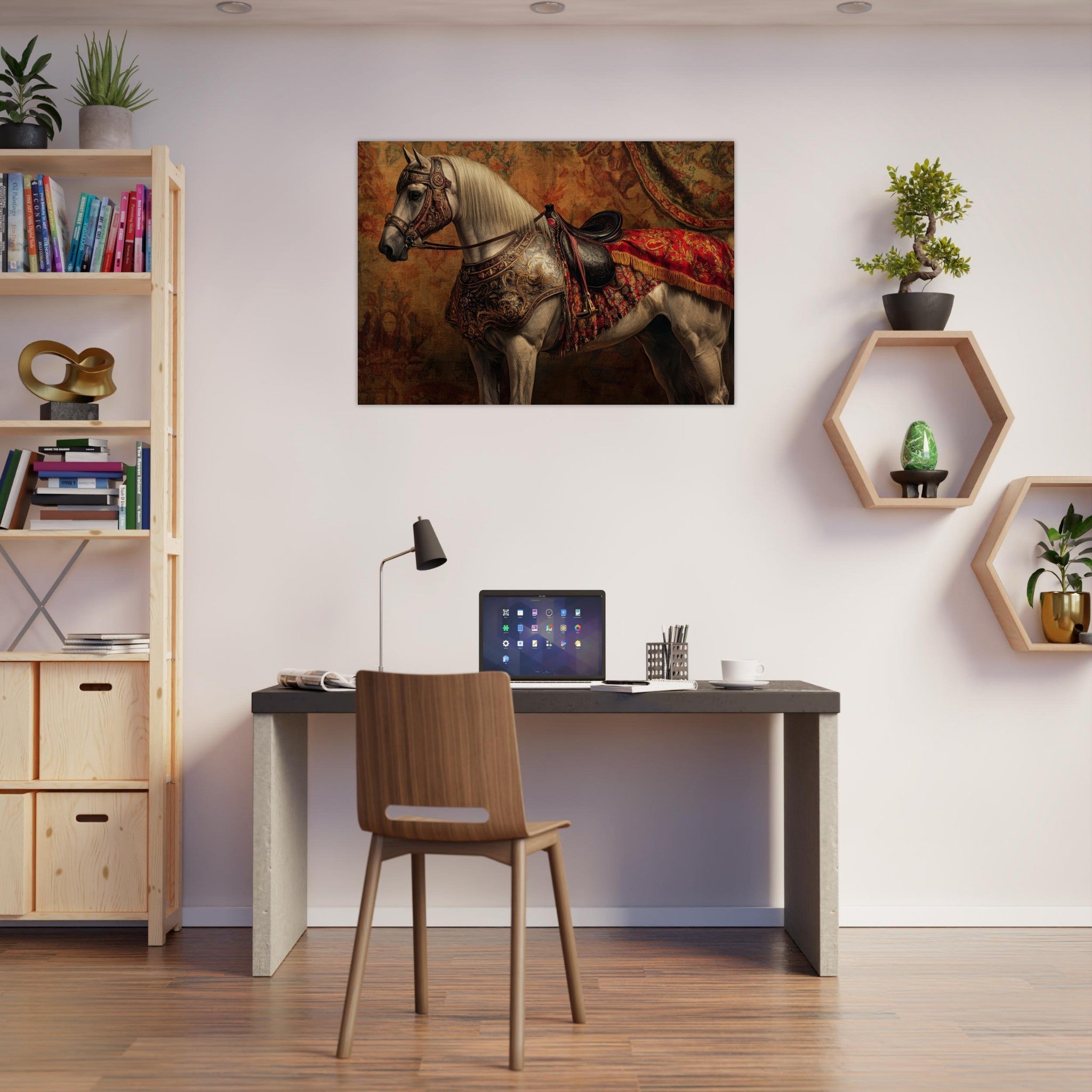 Aluminum Print Landscape - Renaissance Portrait of a Noble Horse A dignified 2 - Shop Ai Art WebShop - Digital Art online Store